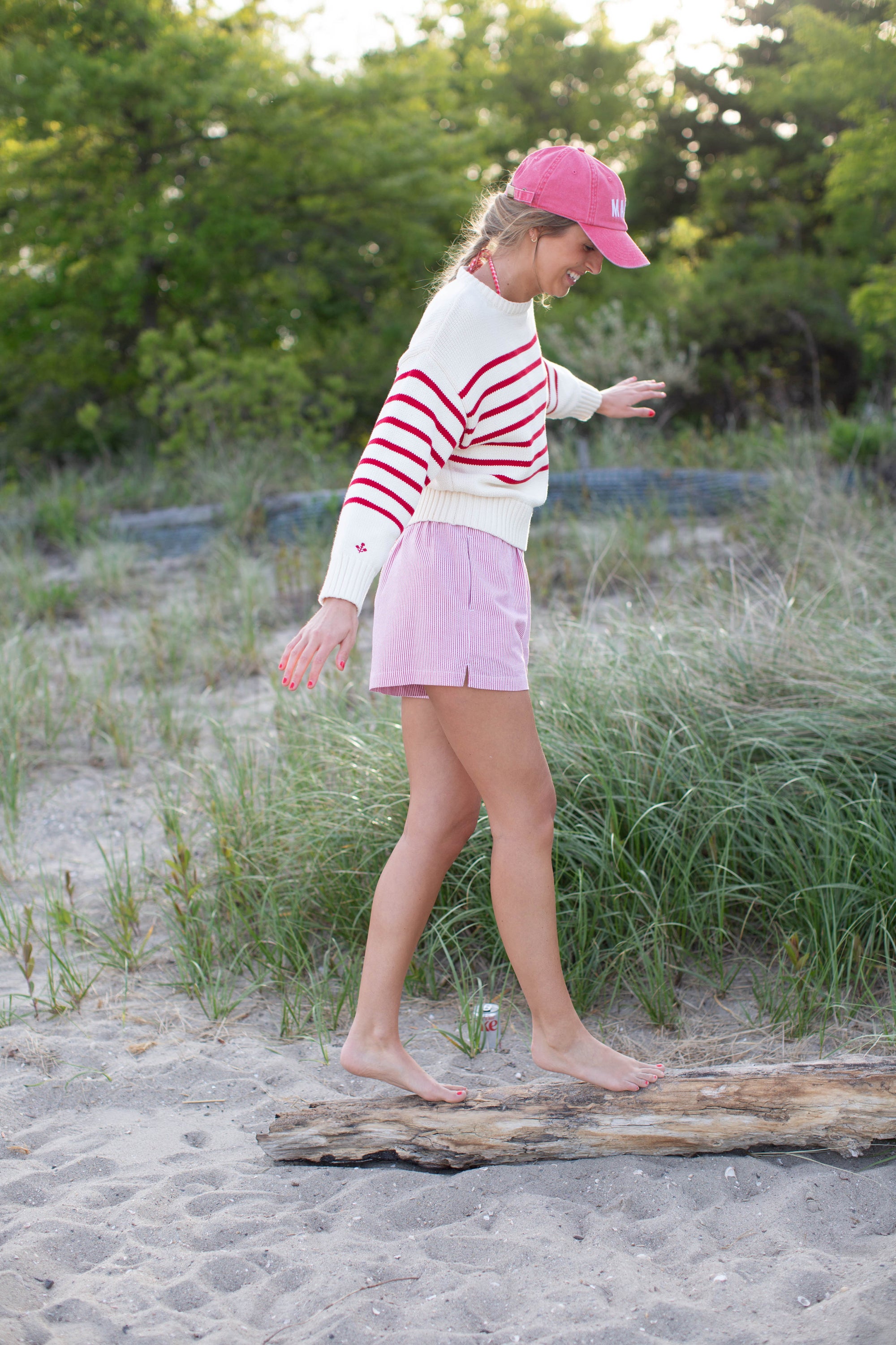Lake Sweater - Ivory/Red Stripe