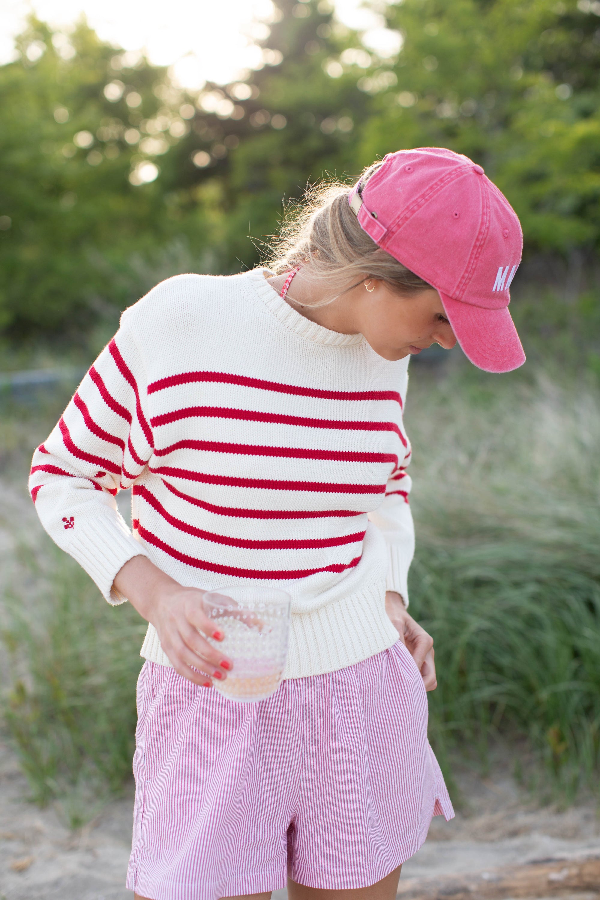 Lake Sweater - Ivory/Red Stripe