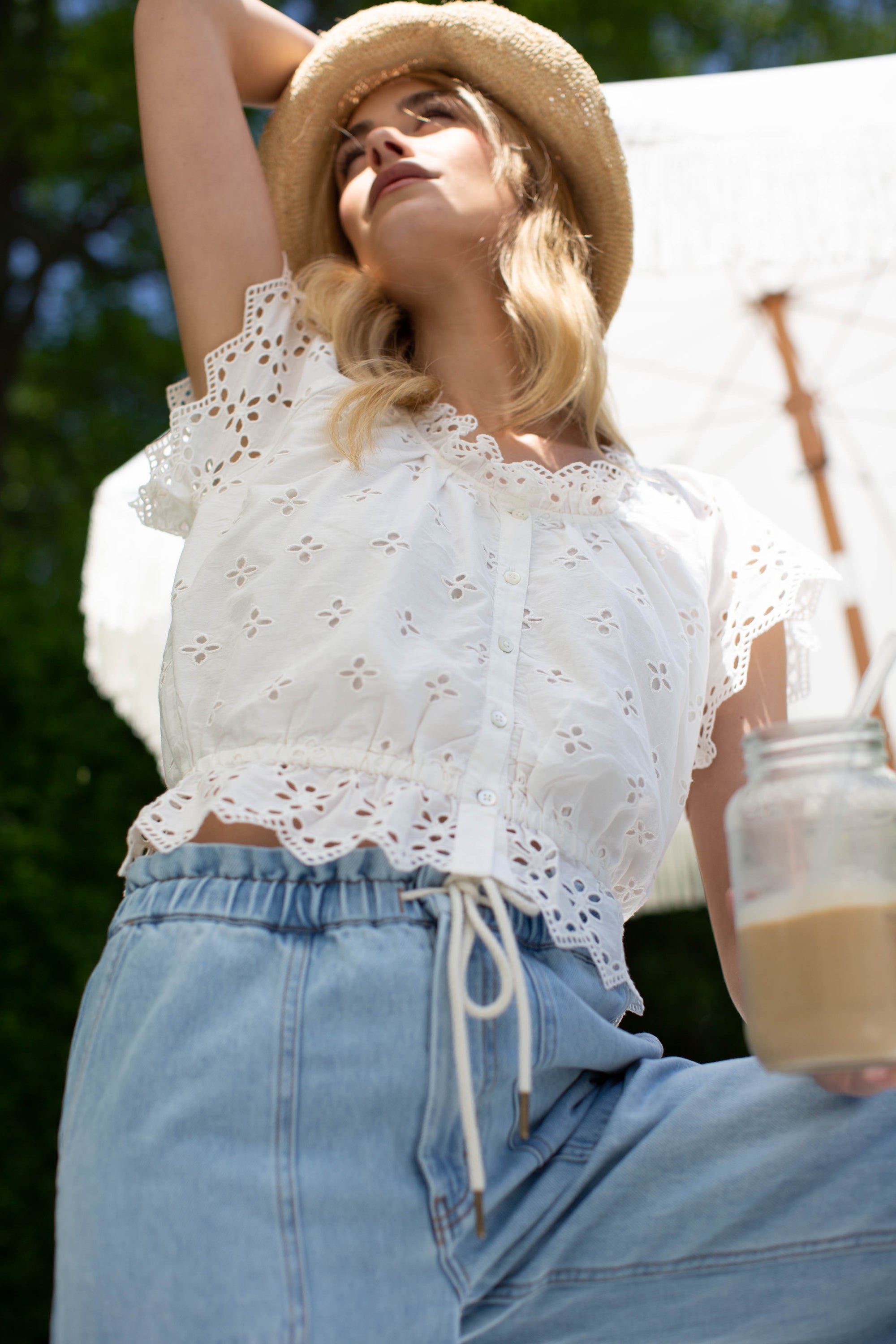 Erin Eyelet Top - White
