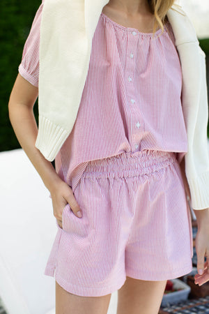 Ava Shorts - Red/White Stripe