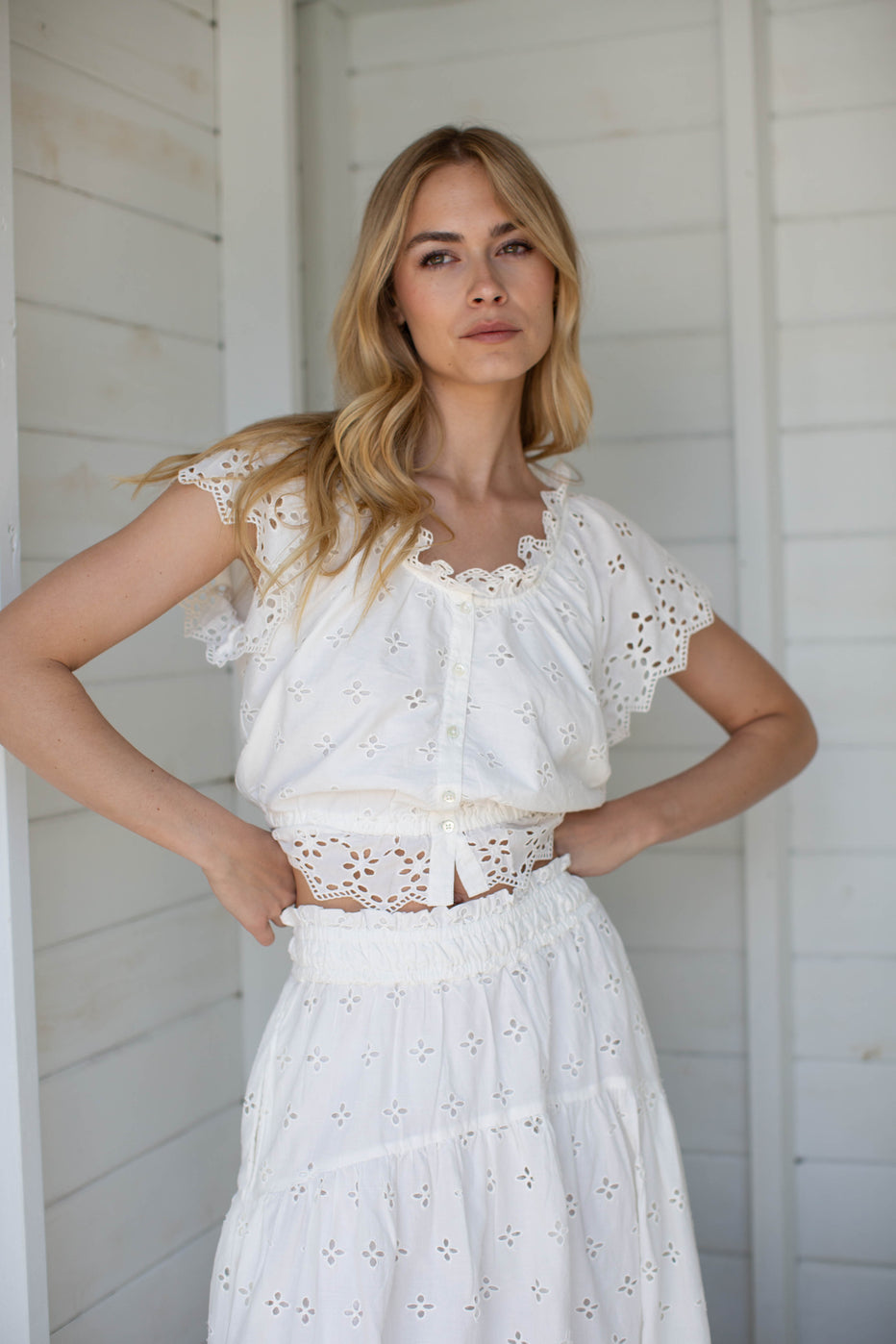 Joyous and Free Salina Skirt White Swiss Dot main image 1