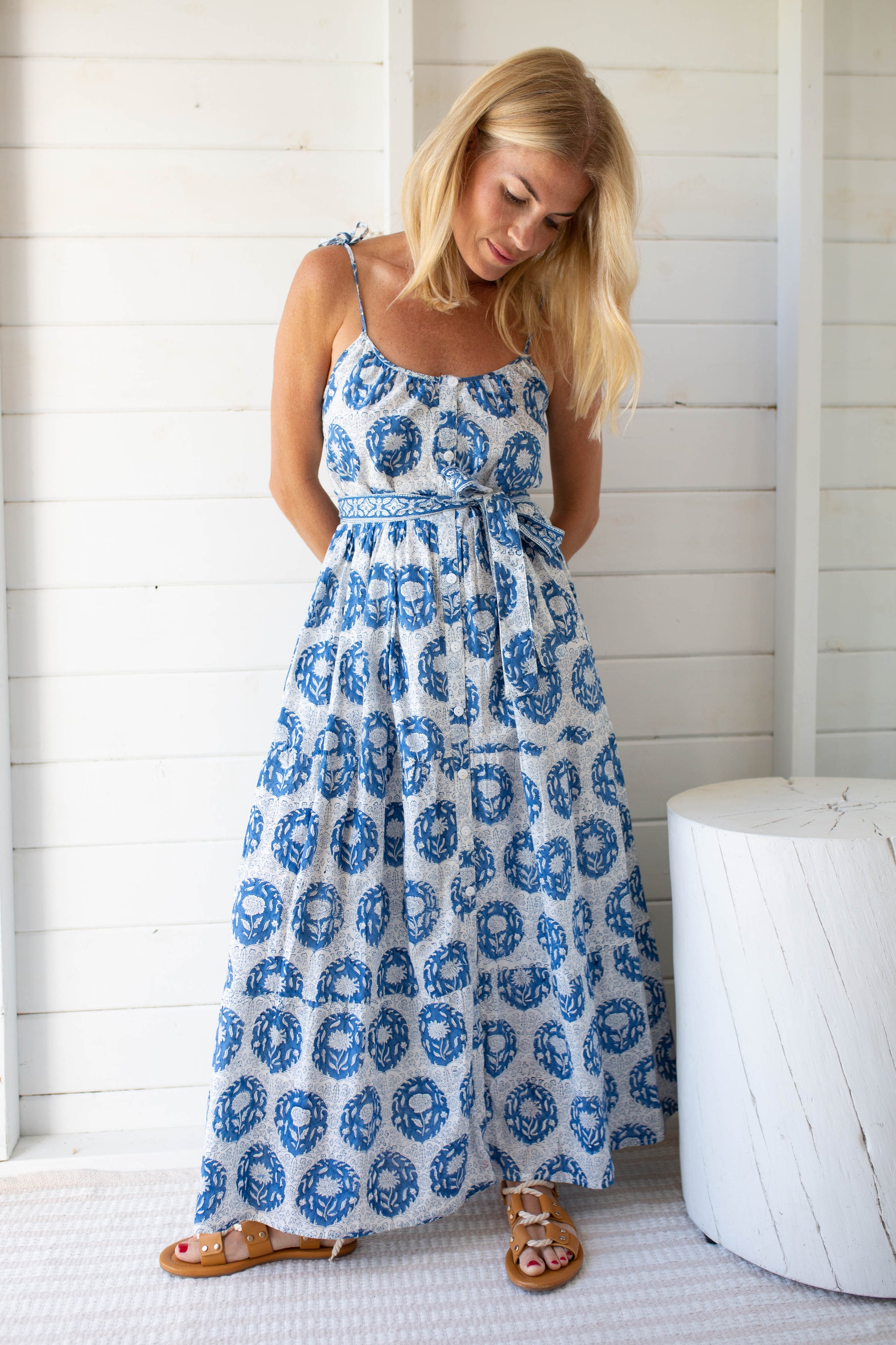 Siesta Dress - Blue White Multi