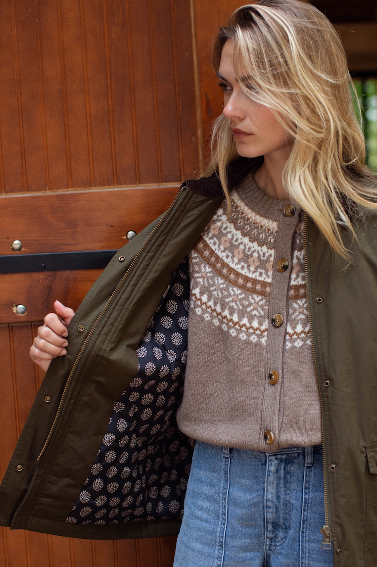 Waxed Barn Jacket - Olive Green