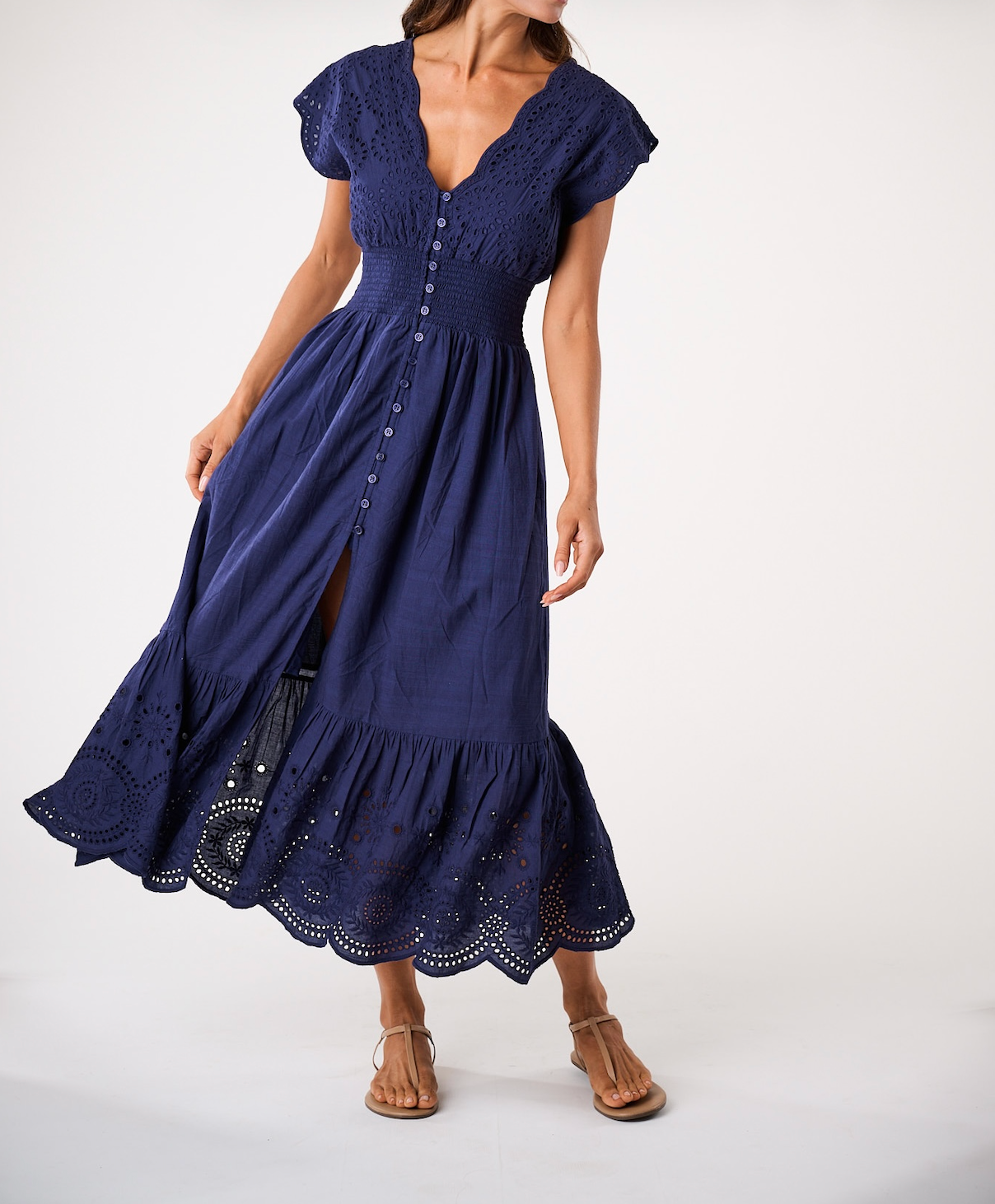 Fiona Dress - Navy Demi Eyelet