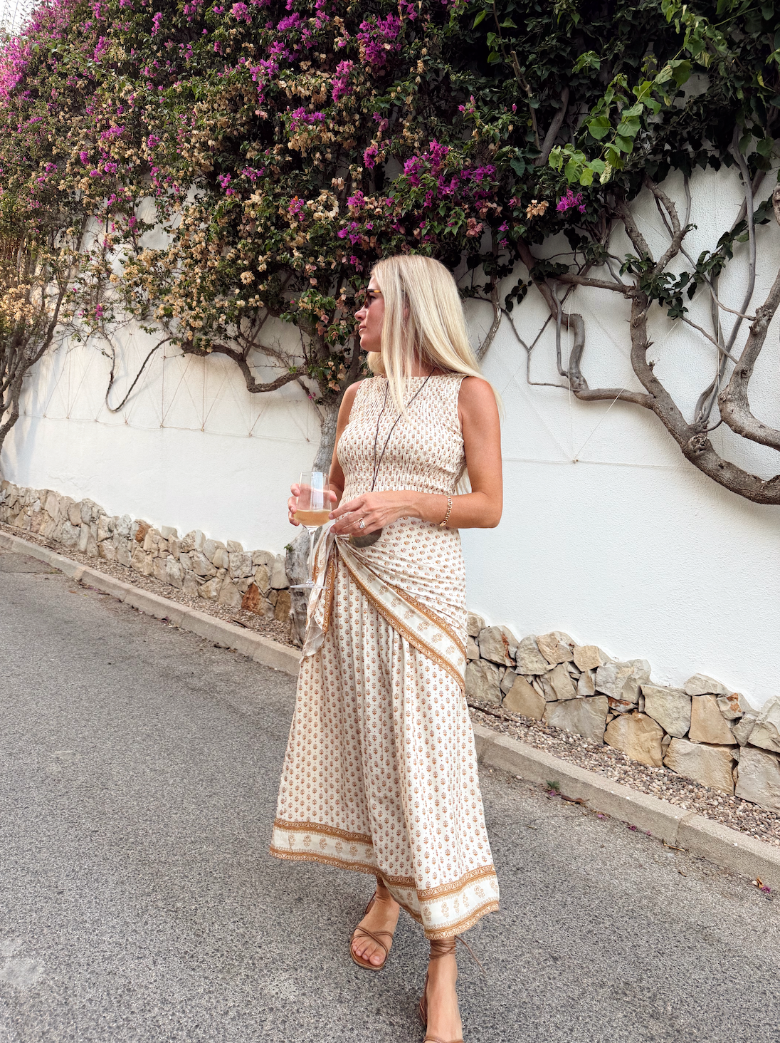Sara Smocked Midi Dress - Dune Mini Petunia