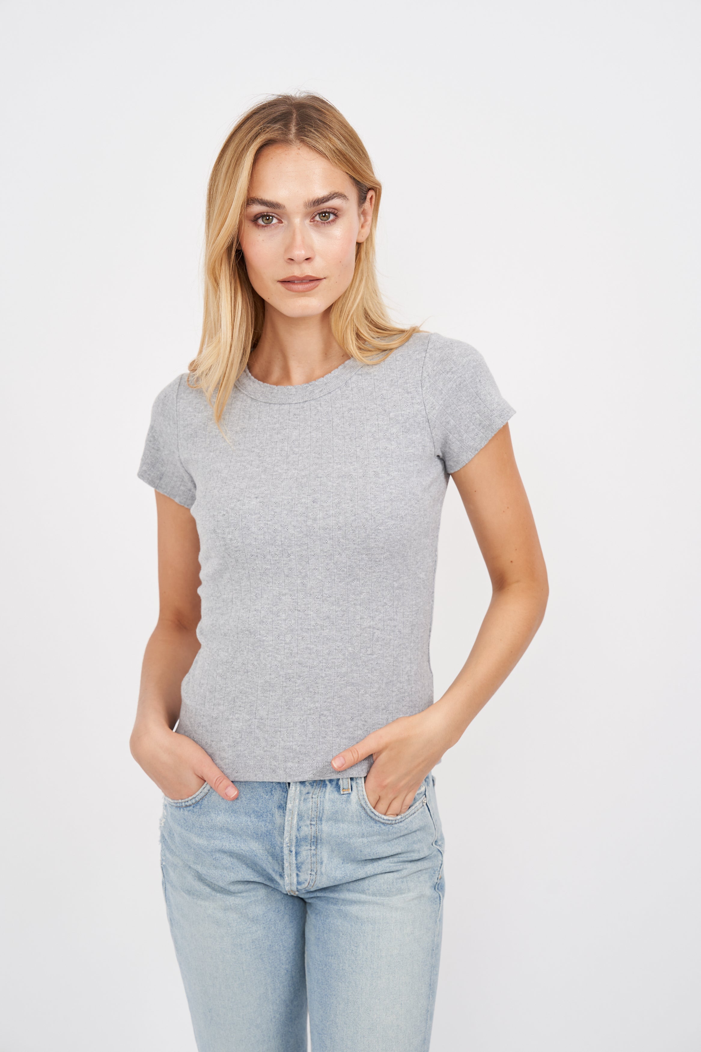 Pointelle Tee in Sea Glass – Darling Clementine