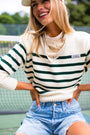 Lake Club Sweater - Ivory/Green Stripe