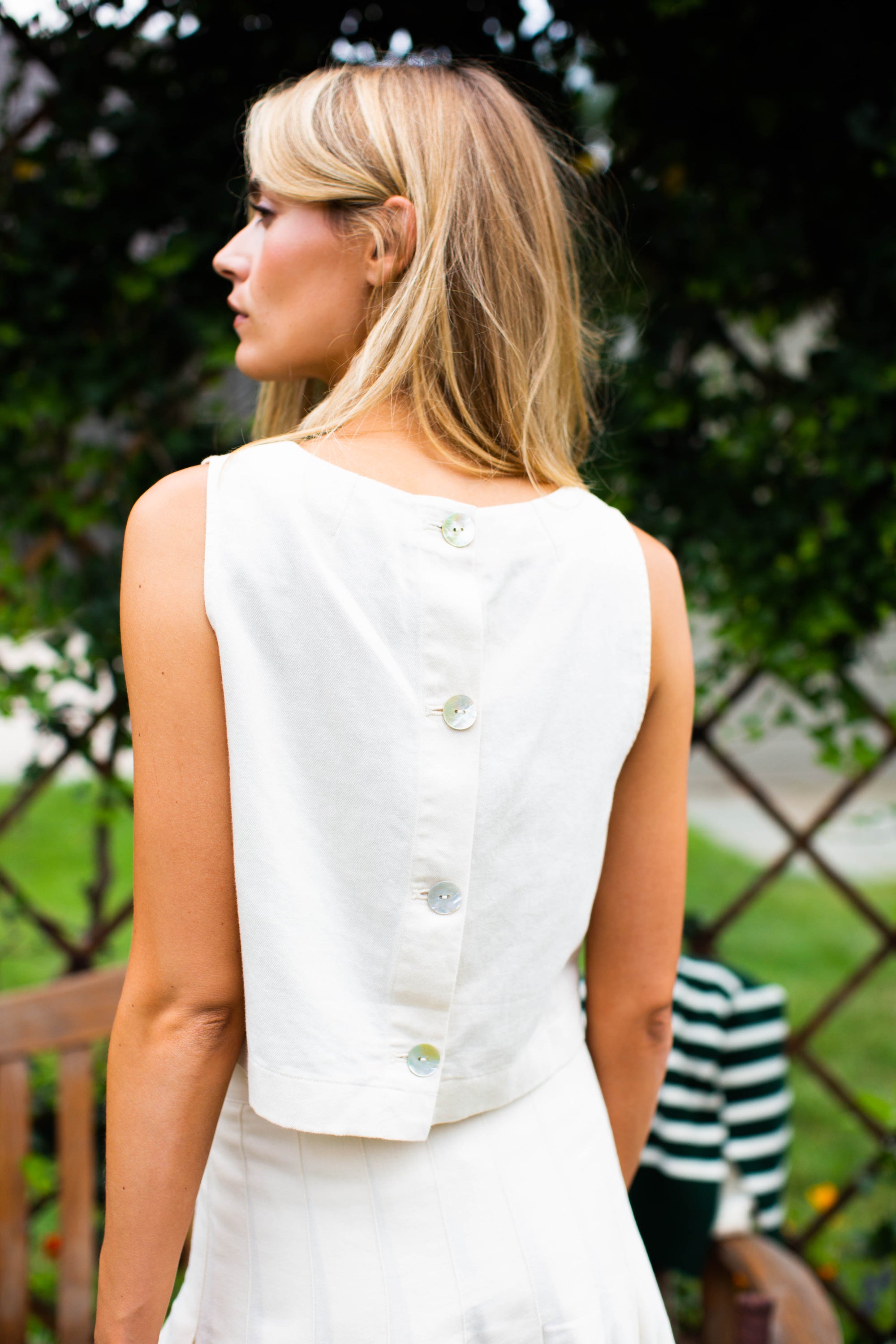 Josie Cotton-Linen Tank - Ivory