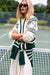 Marea Shawl Cardigan in Intarsia Tennis  - Ivory