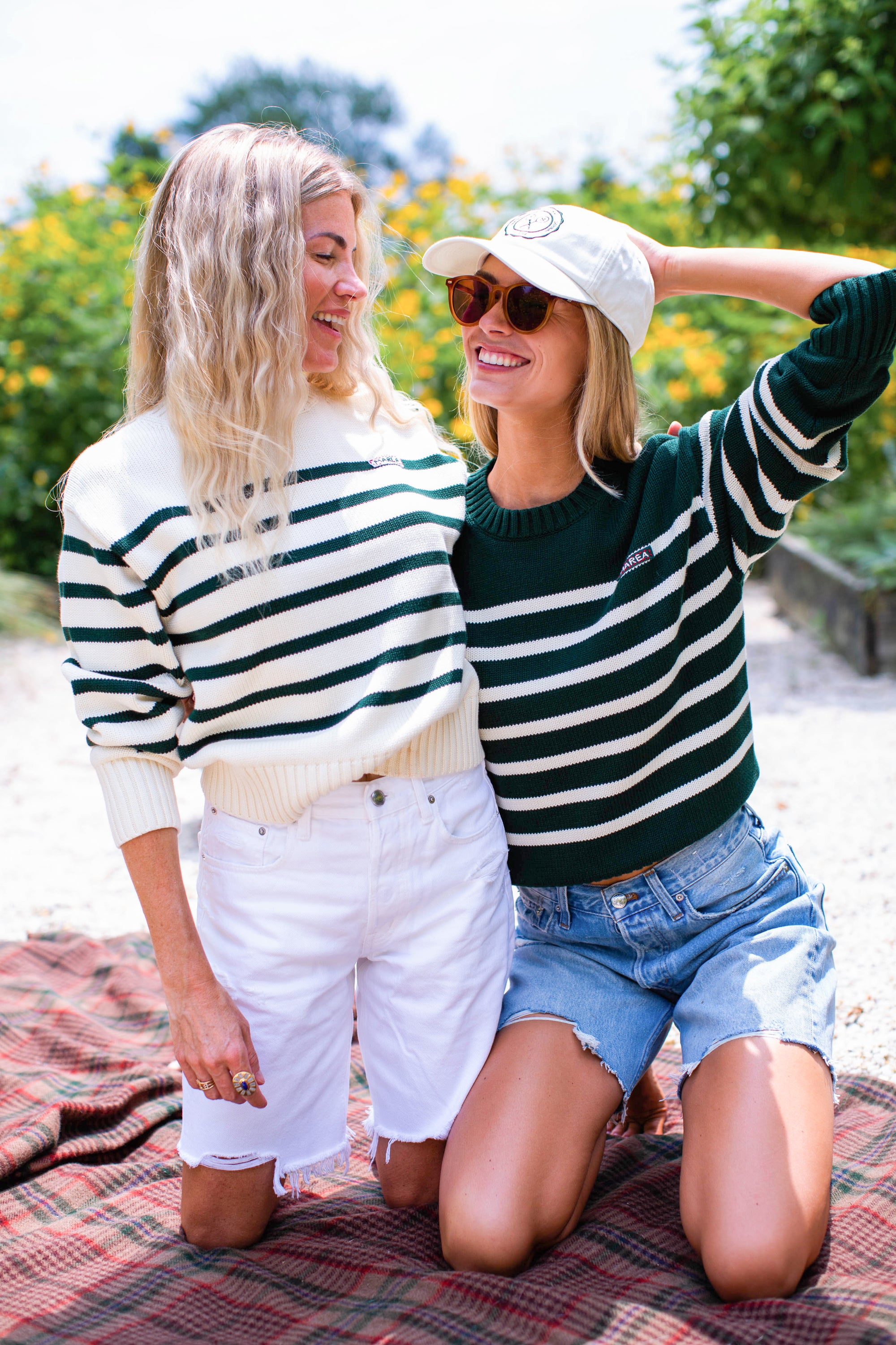 Lake Club Sweater - Ivory/Green Stripe