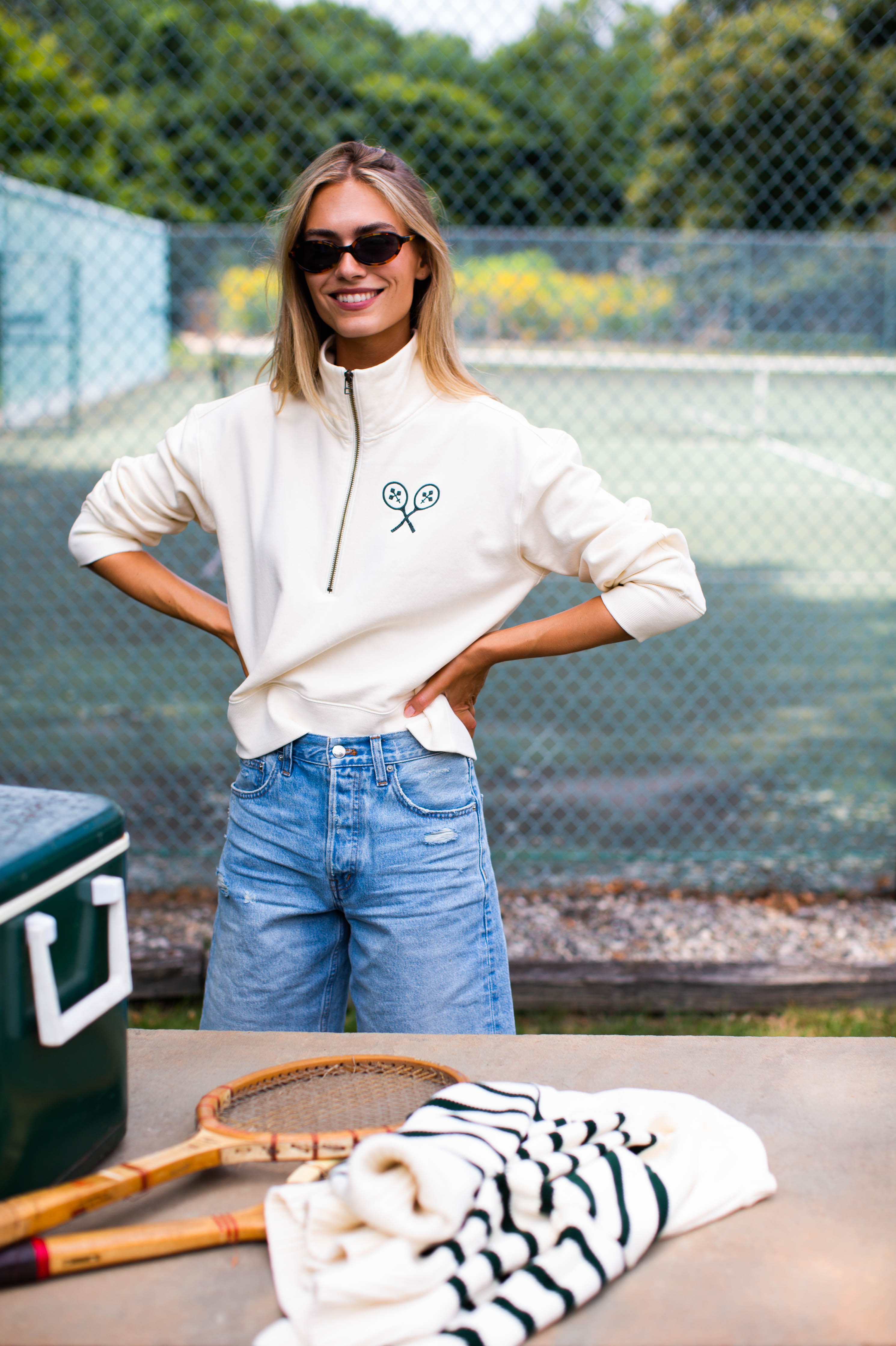 Marea Tennis Quarter Zip - Ivory – Marea by Liz Joy