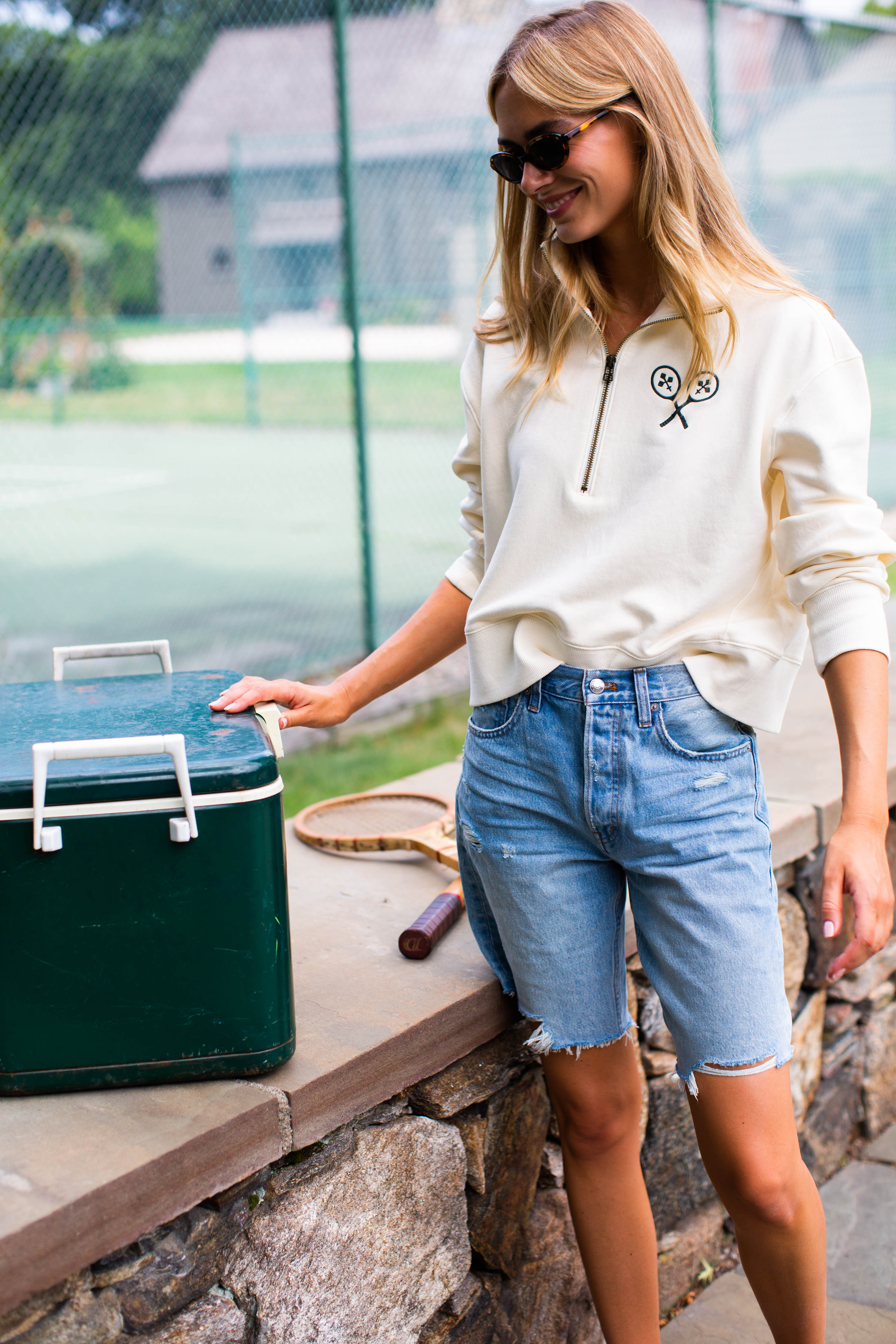 Marea Tennis Quarter Zip - Ivory – Marea by Liz Joy