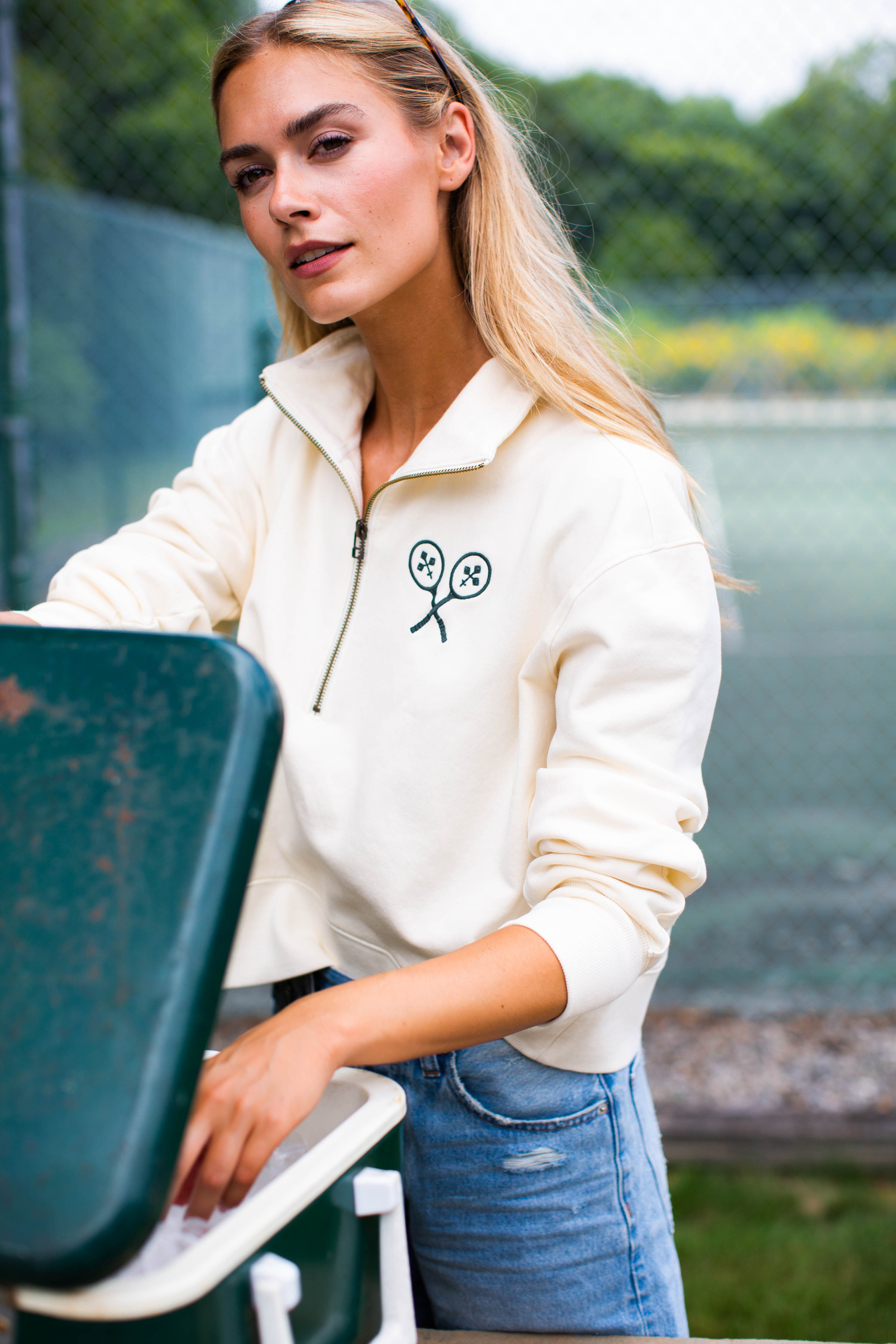 マリィ Marea Tennis Quarter Zip - Ivory – Marea by Liz Joy