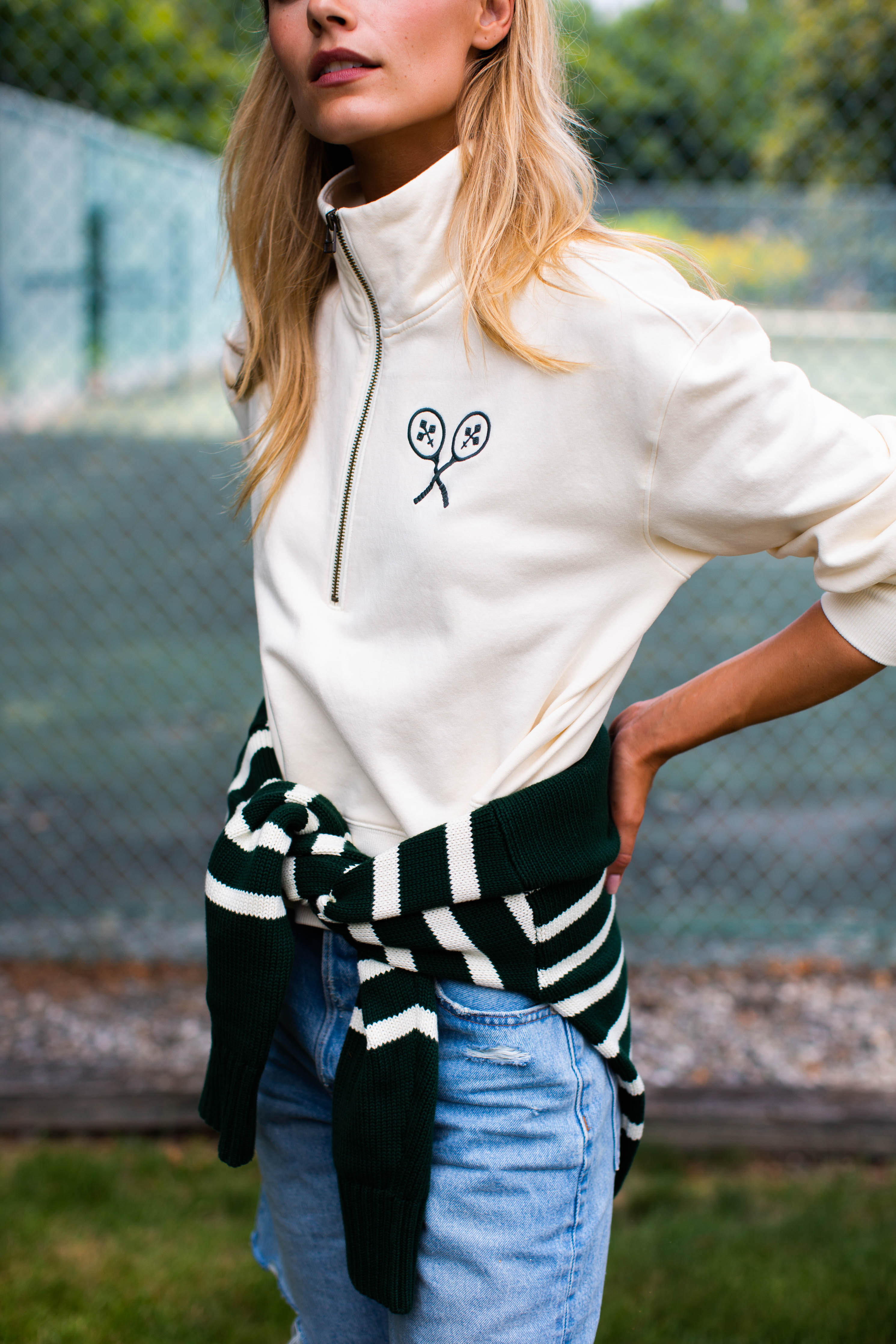 Marea Tennis Quarter Zip - Ivory – Marea by Liz Joy