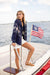 Marea Shawl Cardigan in Nautical Intarsia – Navy