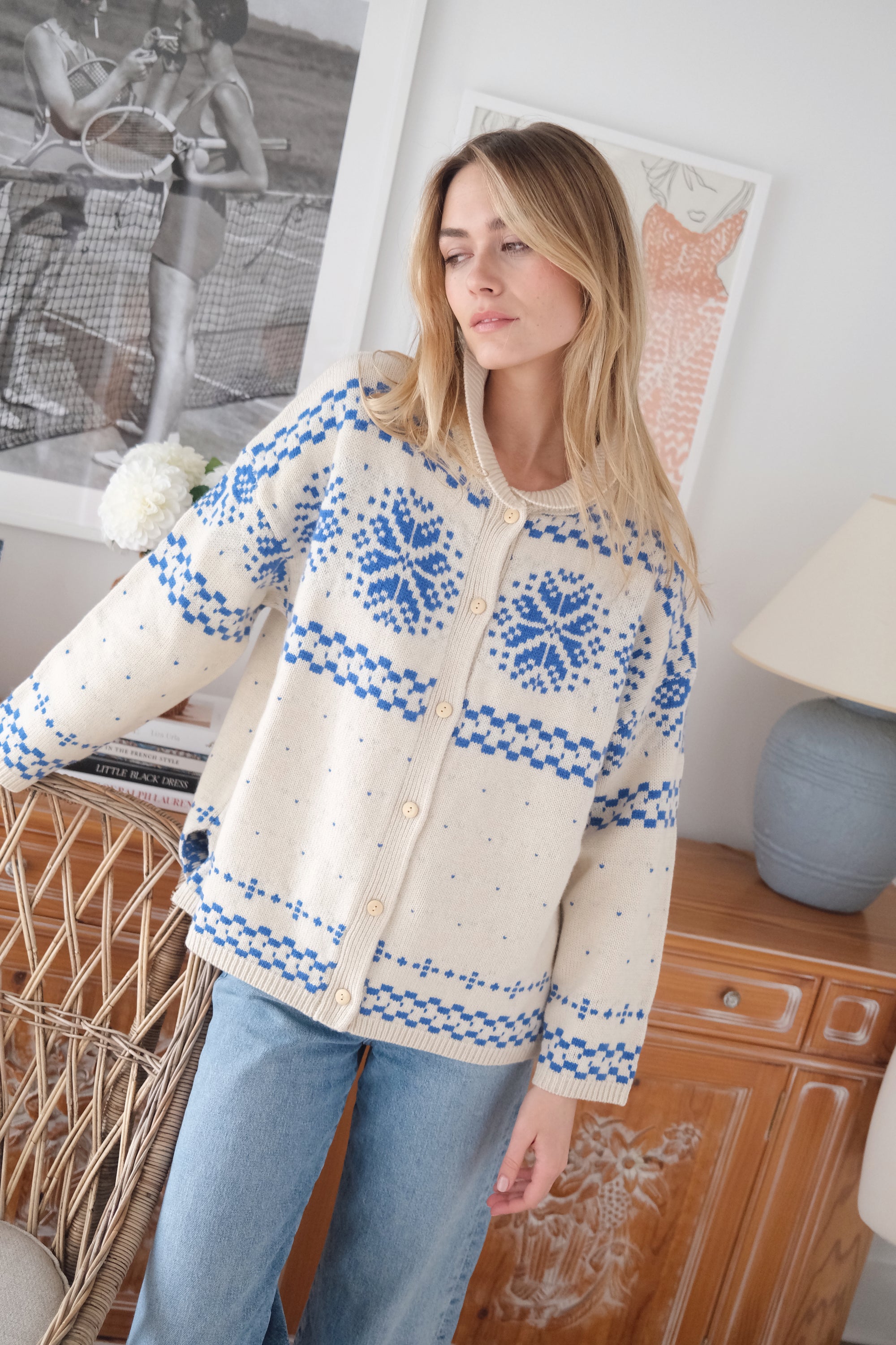 Elin Sweater - Blue/Ivory