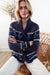 Marea Shawl Cardigan in Intarsia Flower – Navy