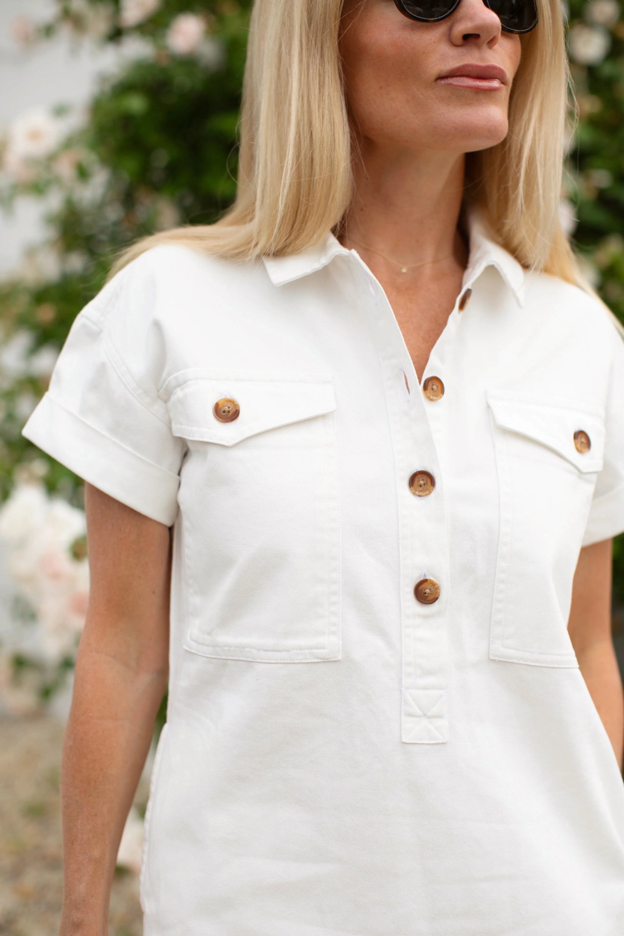 Denim Utility Dress - White