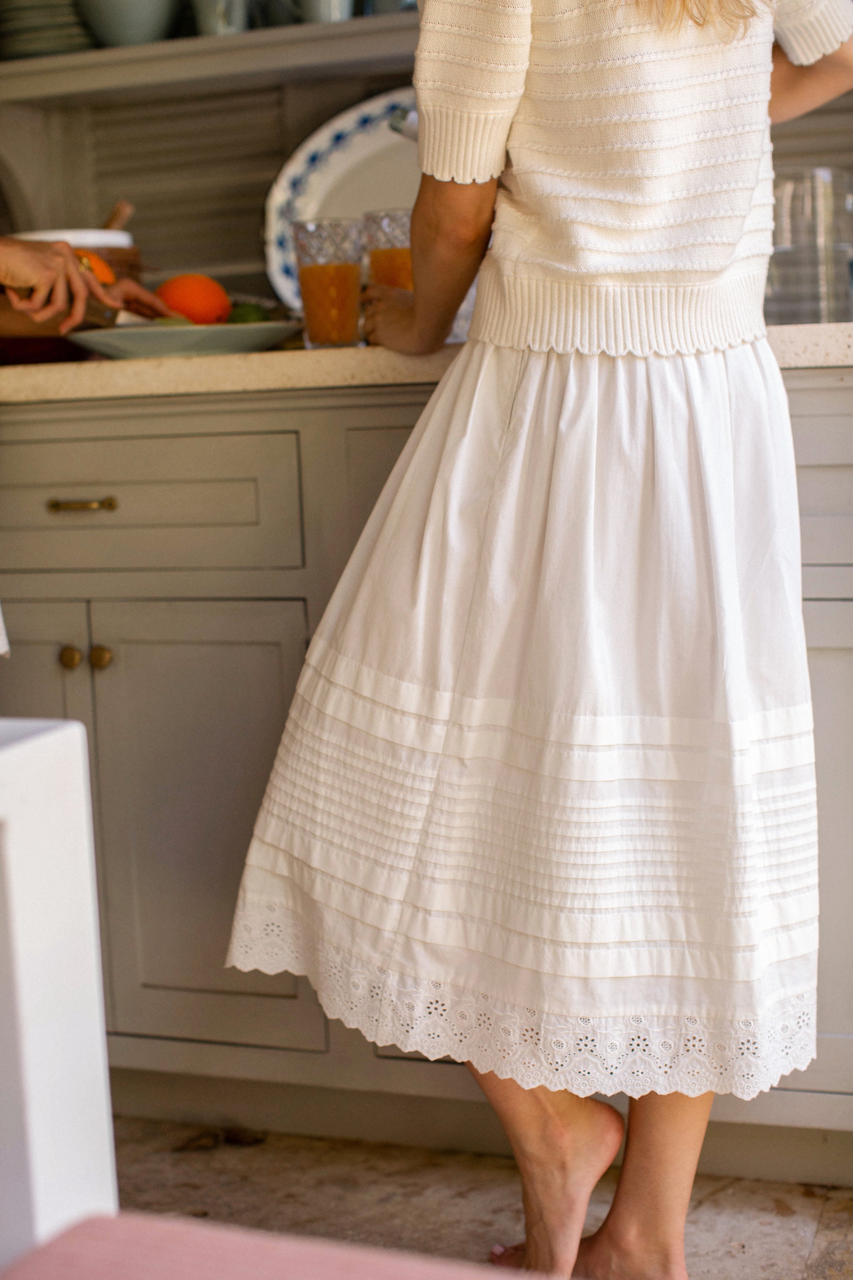 Lydia Skirt - White Schiffli – Marea by Liz Joy