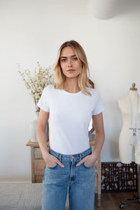Short Sleeve Fitted Crew Tee - White