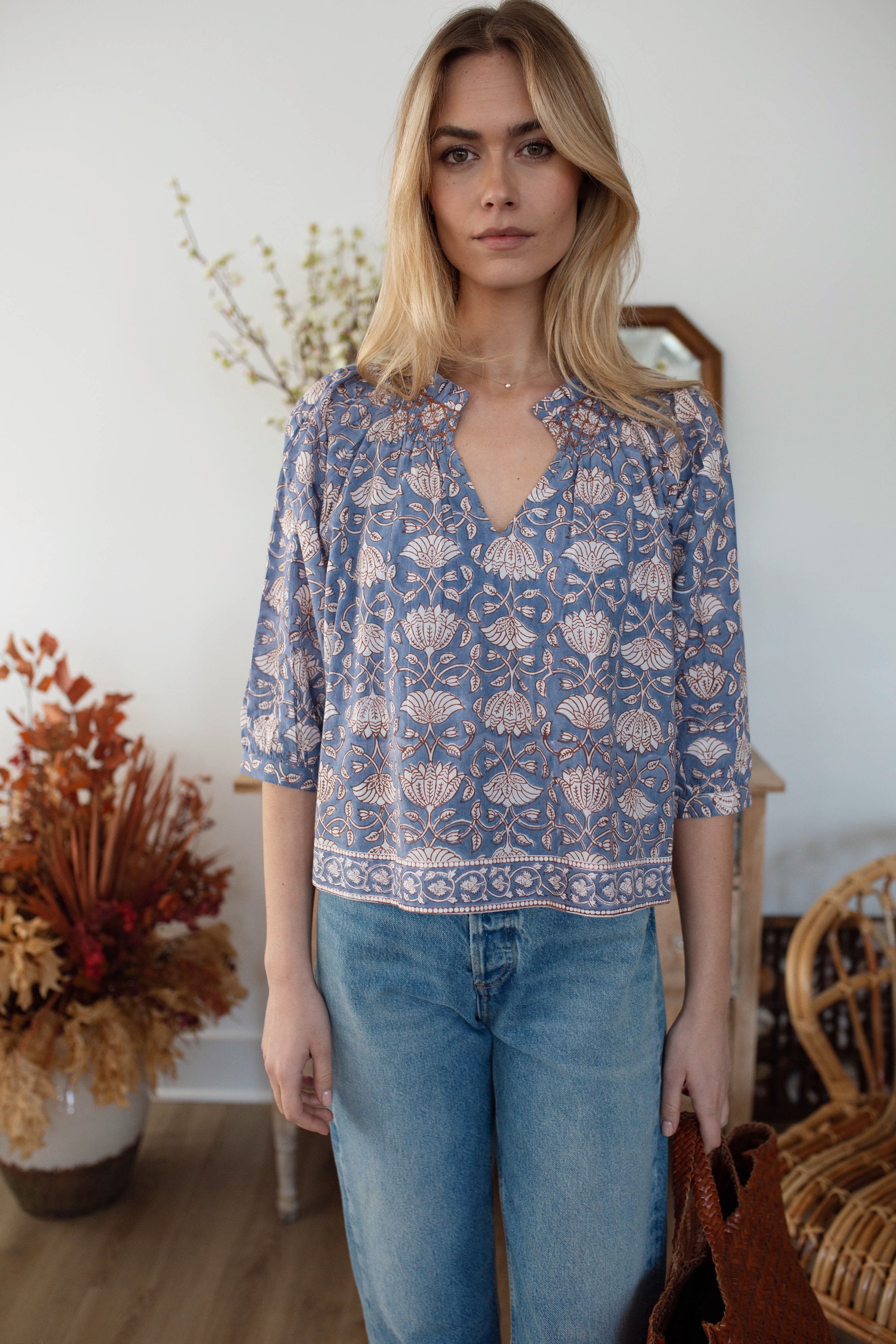 Cordelia Top - Blue Indigo Lotus