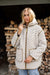 Hooded Sherpa Jacket - Ivory/Blue Birdseye