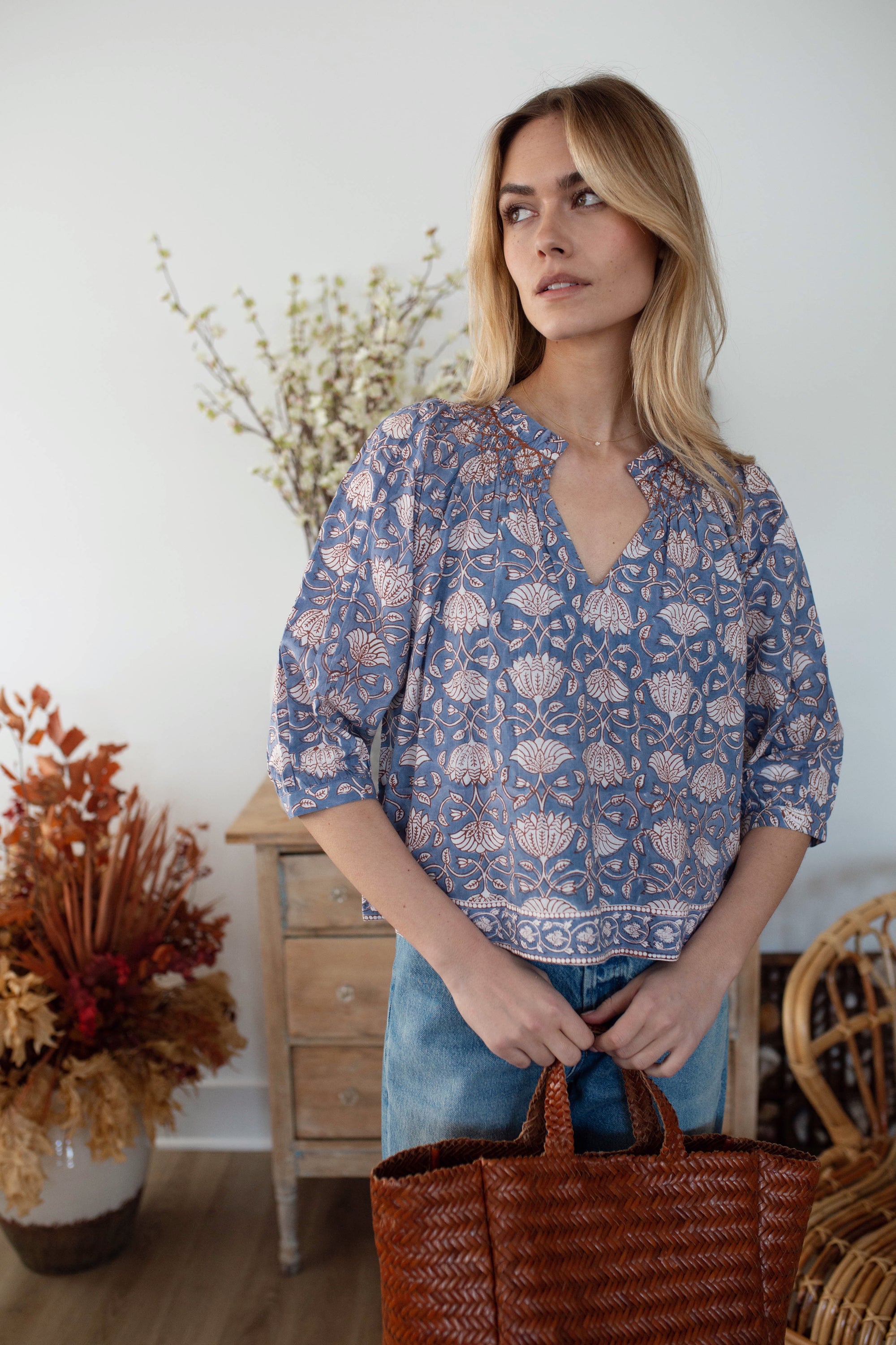 Cordelia Top - Blue Indigo Lotus