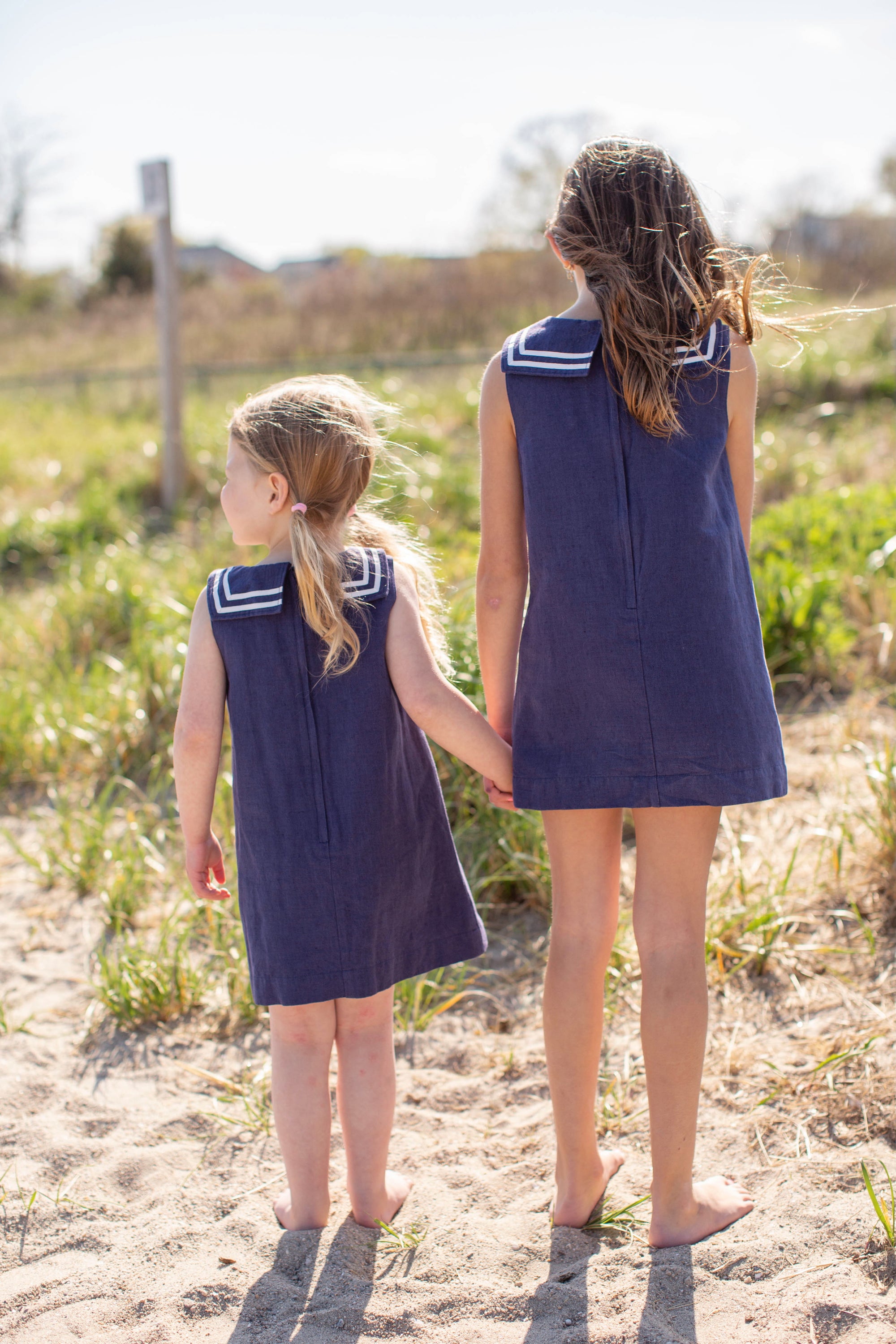Girls Waterfront Shift Dress - Navy