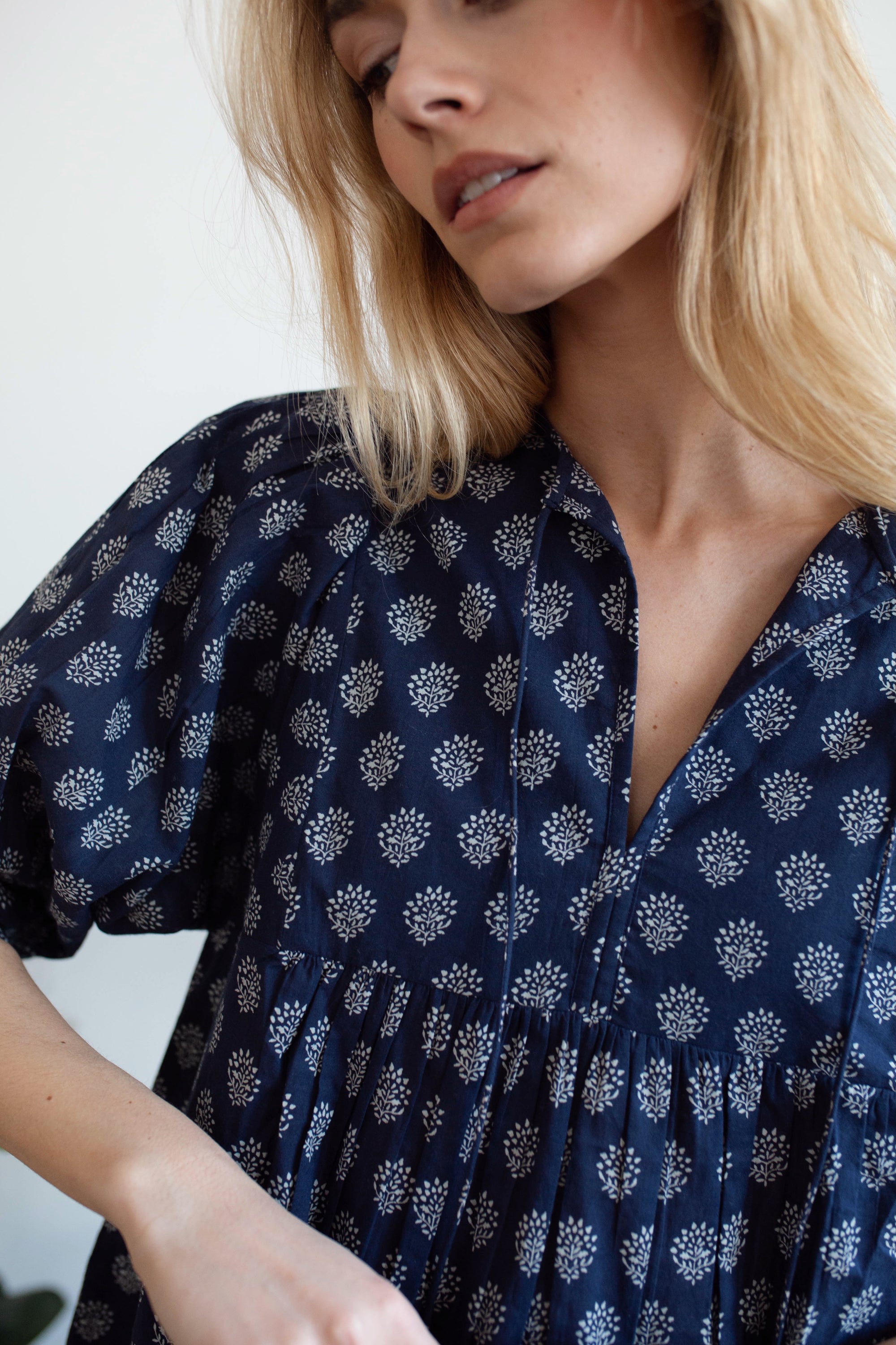 Steph Top - Navy Mini Meadow