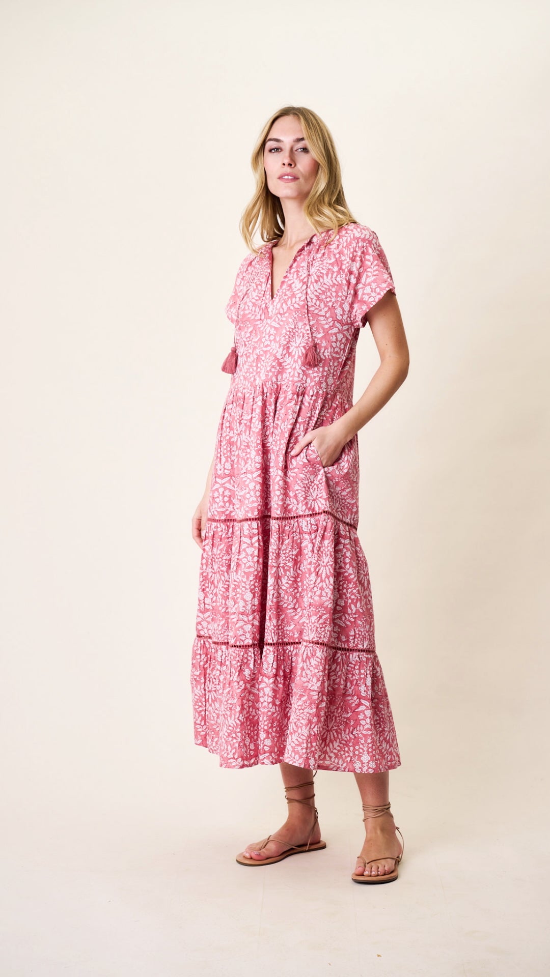 Breakers Dress - Faded Rose Lace Floral – Marea by Liz Joy