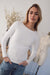 Pointelle Long Sleeve Crewneck - White