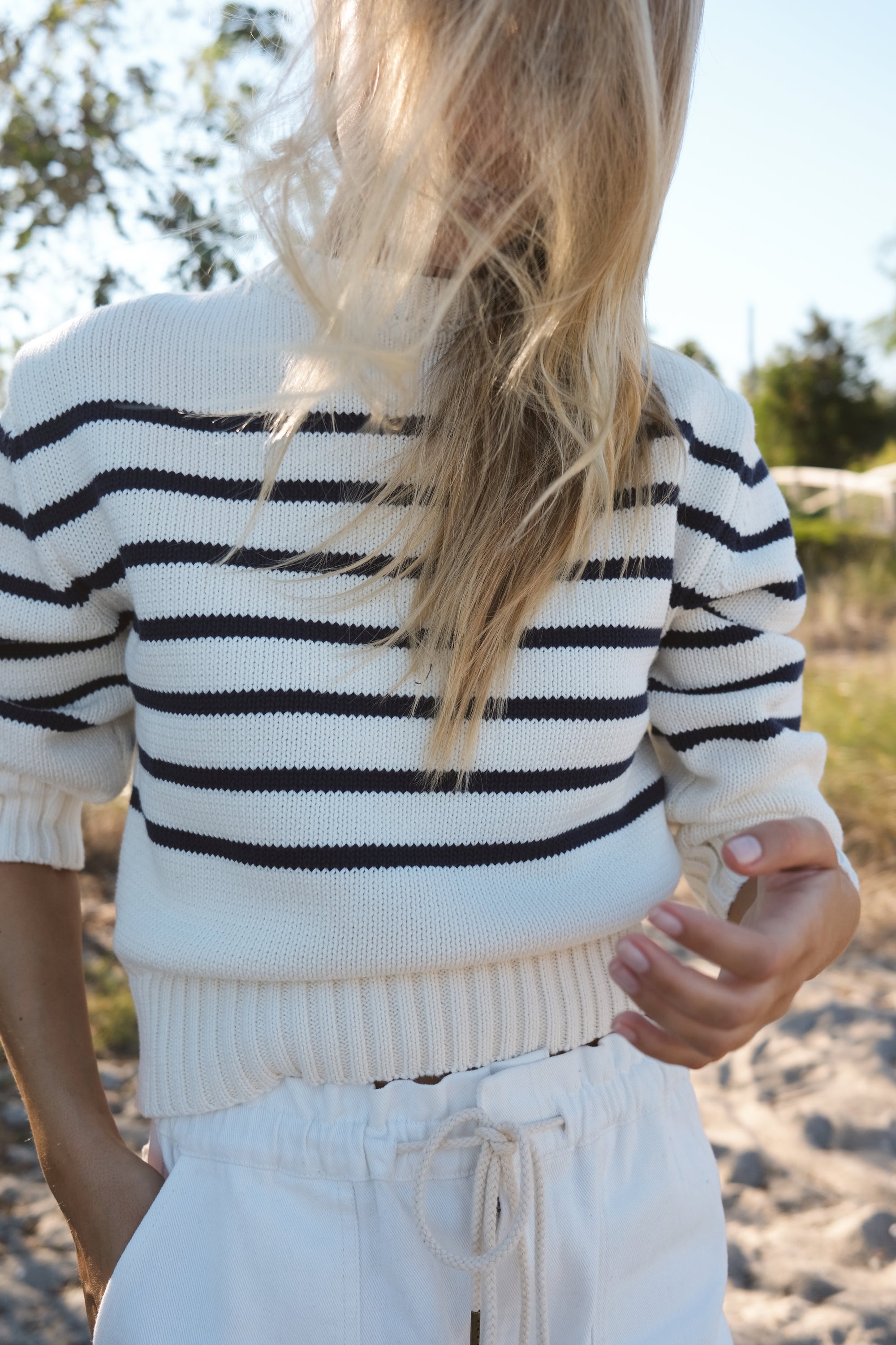 Lake Sweater - Ivory/Navy Stripe