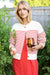 Martha Cardigan - Ivory/Red Stripe