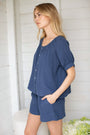Ava Gauze Shorts - Indigo