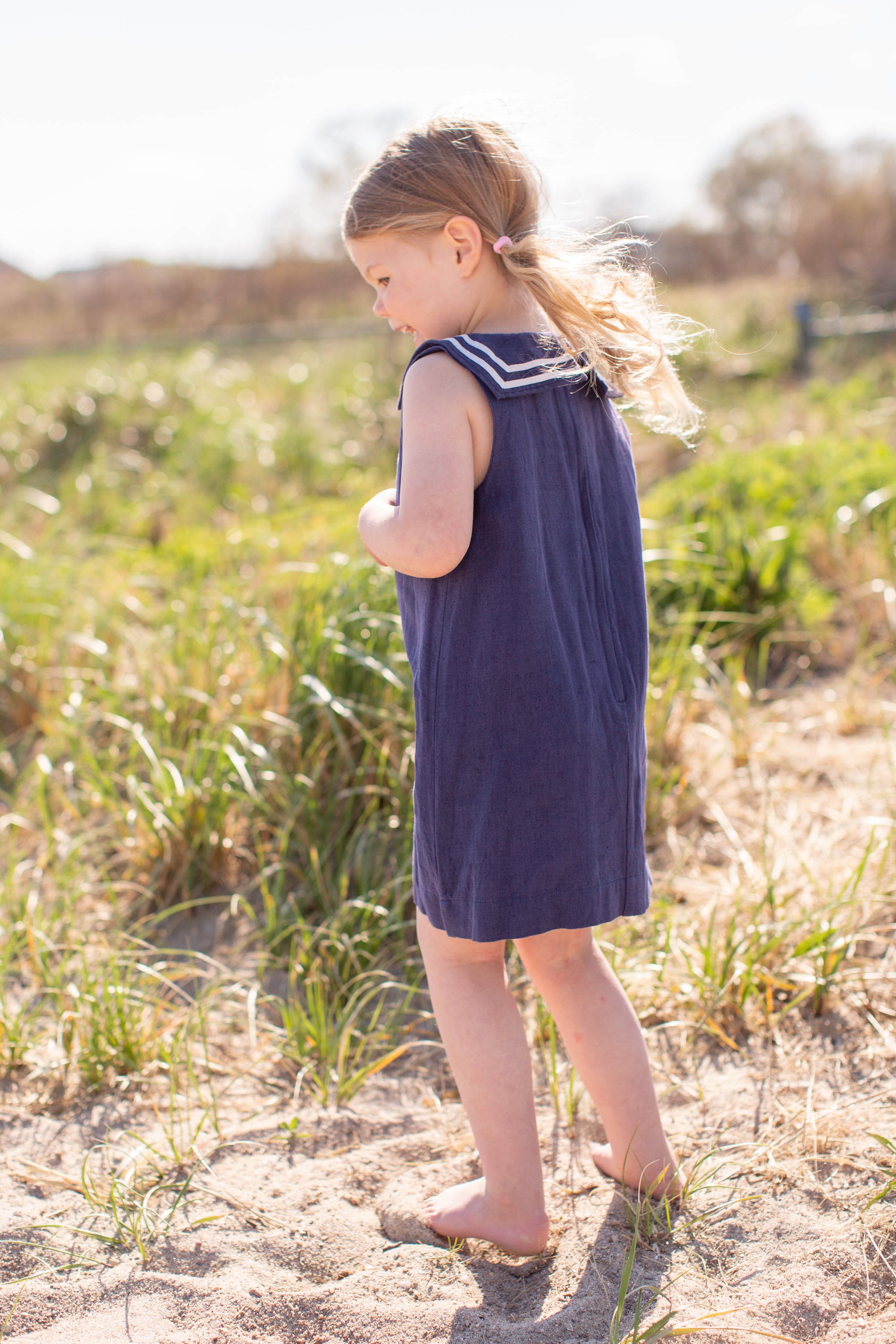 Girls Waterfront Shift Dress - Navy