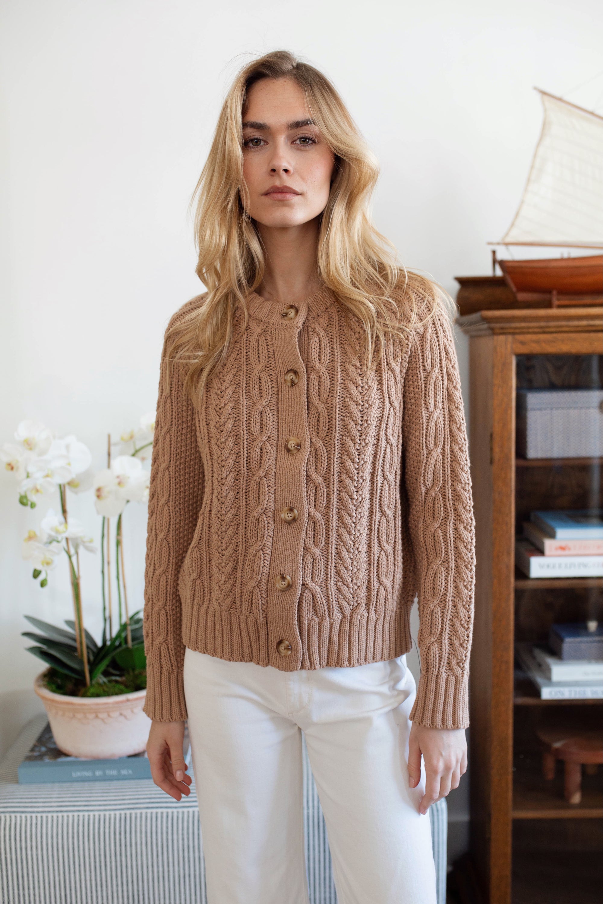 Cable Cardigan - Camel