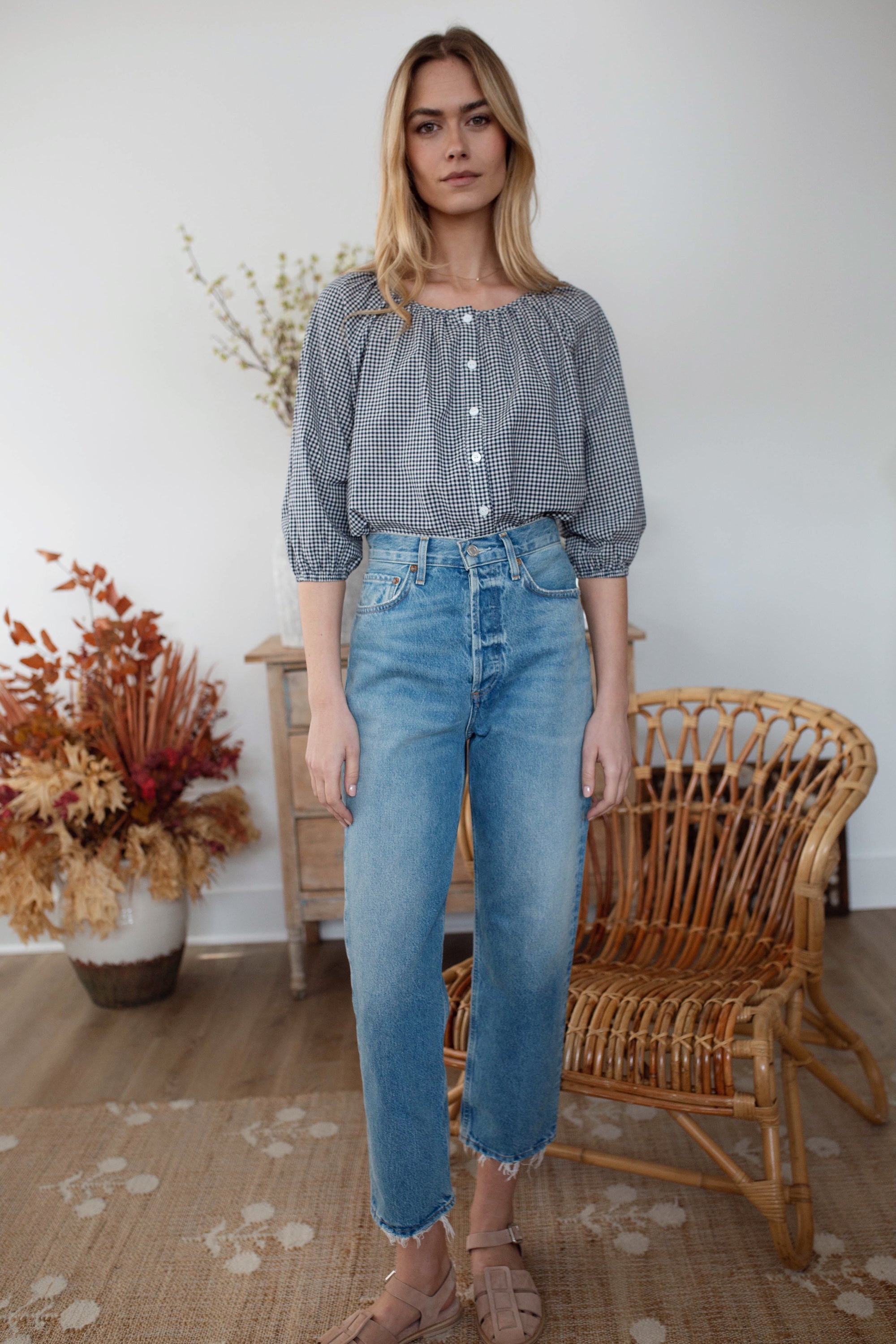 Sophie Top - Navy Mini Gingham