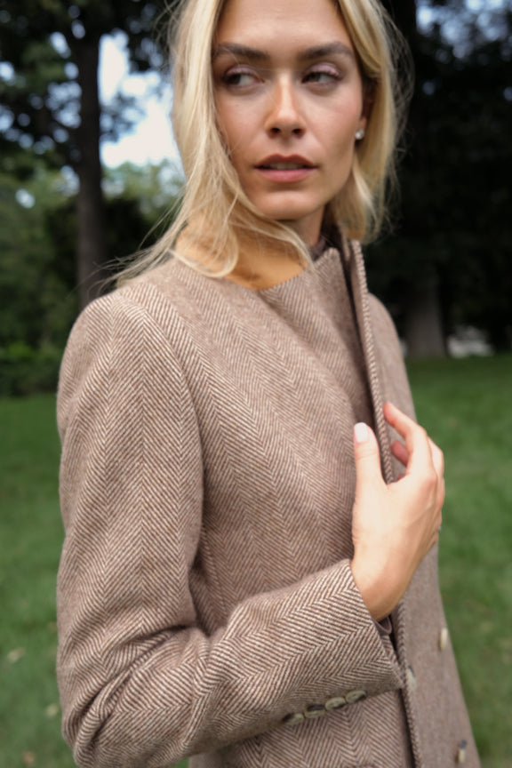 Herringbone Blazer - Chestnut