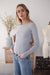 Pointelle Long Sleeve Crewneck - Grey