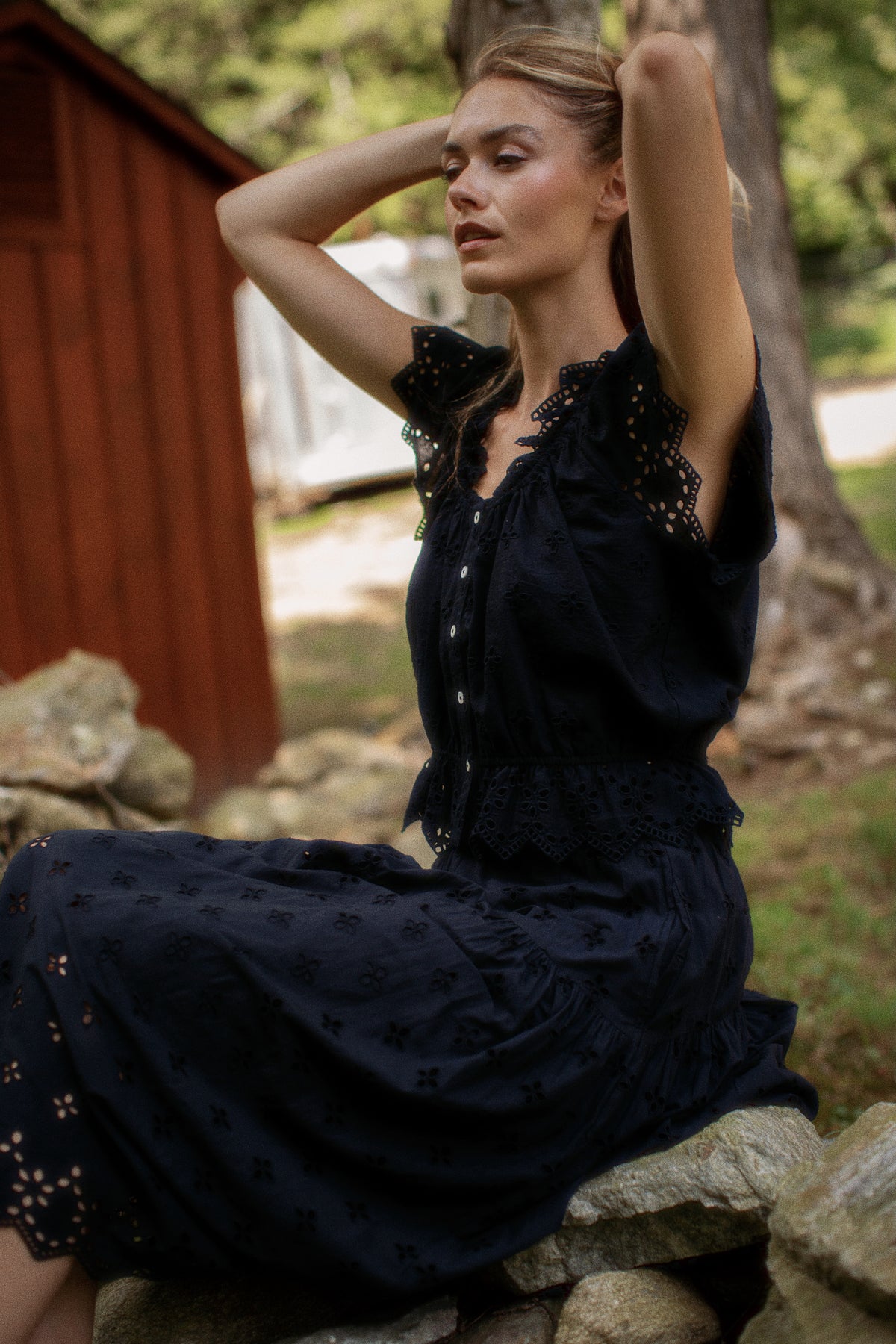 Erin Top - Black Eyelet – Marea by Liz Joy