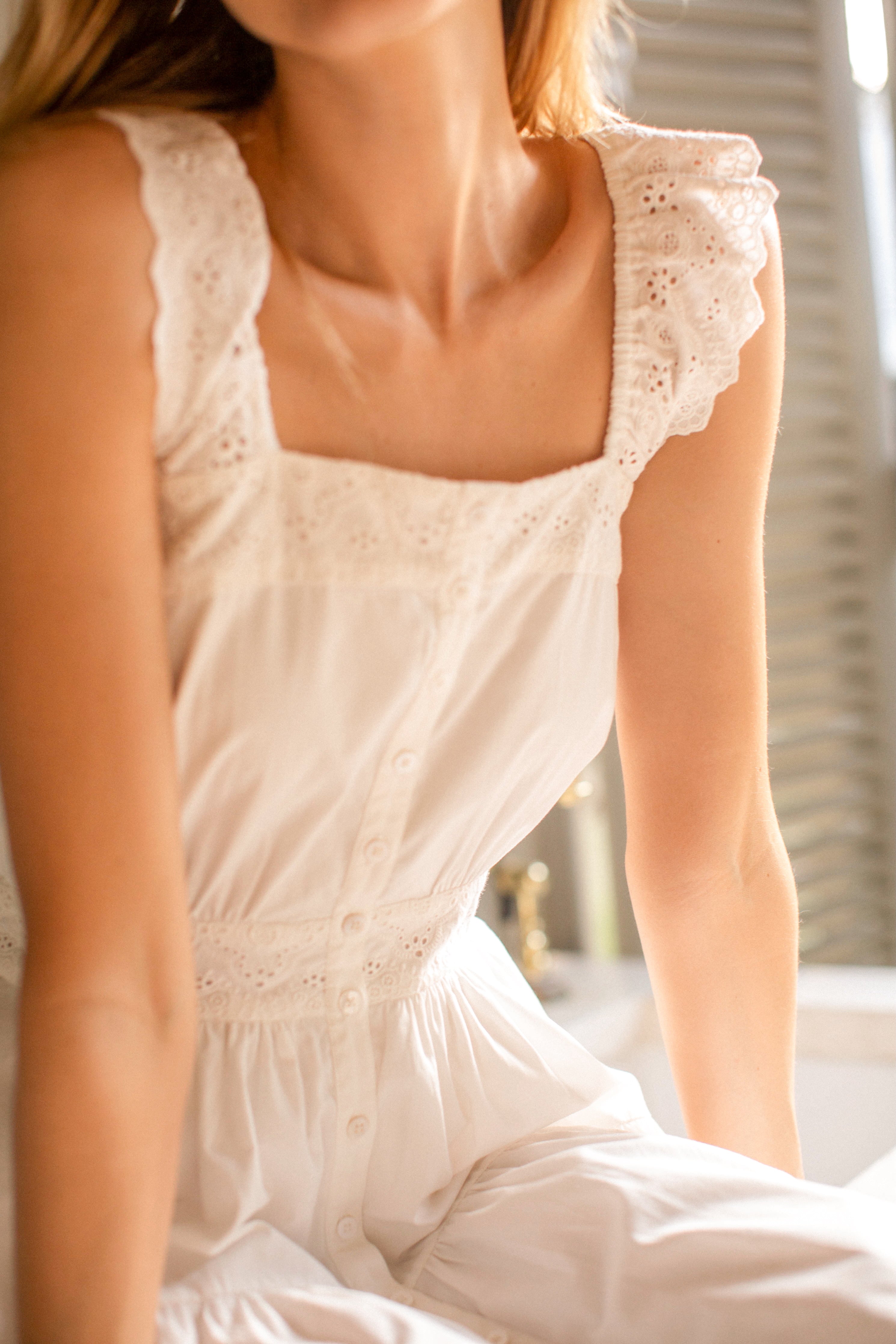 Frida Dress - Shell Schiffli – Marea by Liz Joy