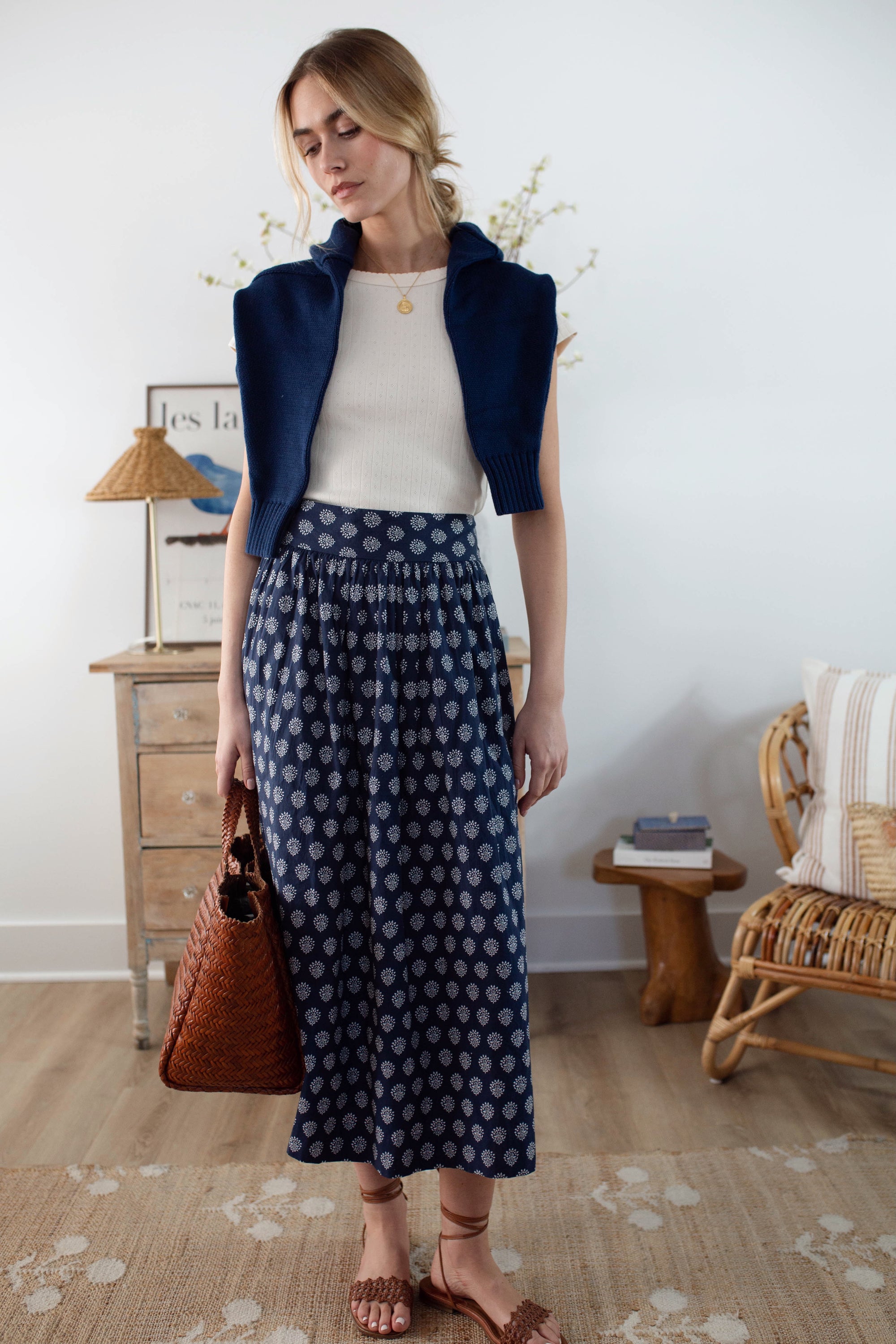 Charlotte Skirt - Navy Mini Meadow