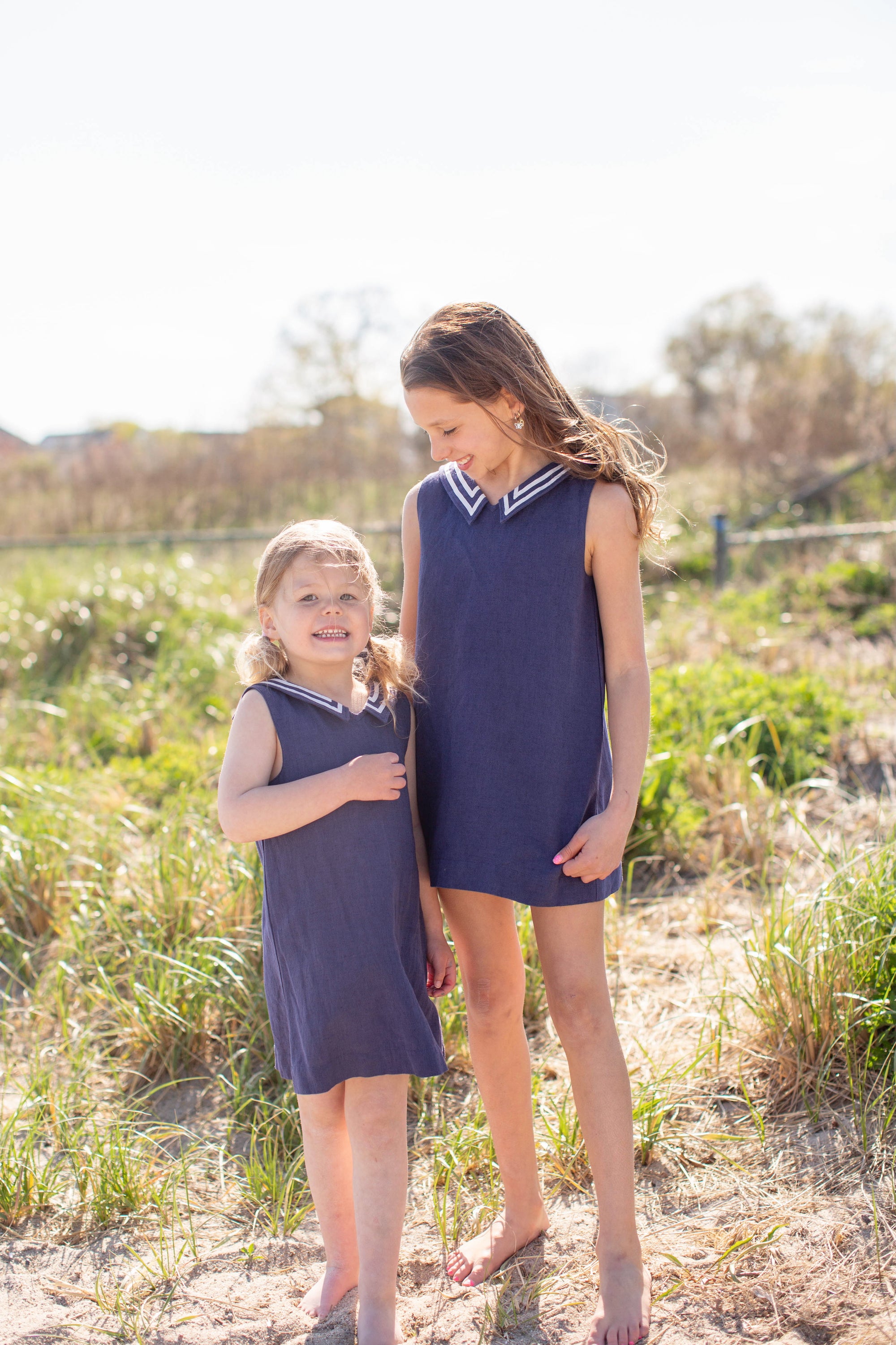 Girls Waterfront Shift Dress - Navy