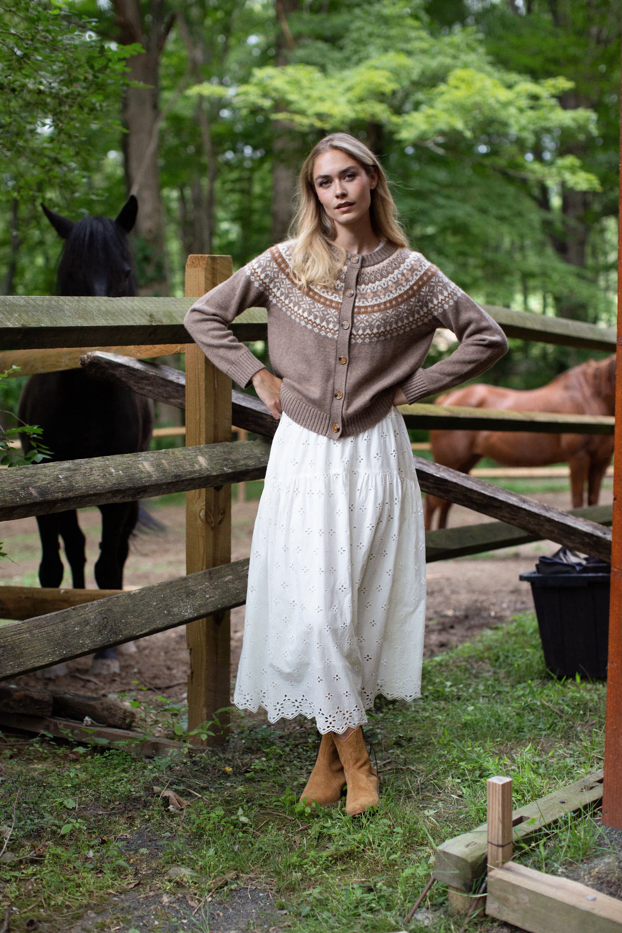 Louise Fair Isle Cardigan - Oatmeal