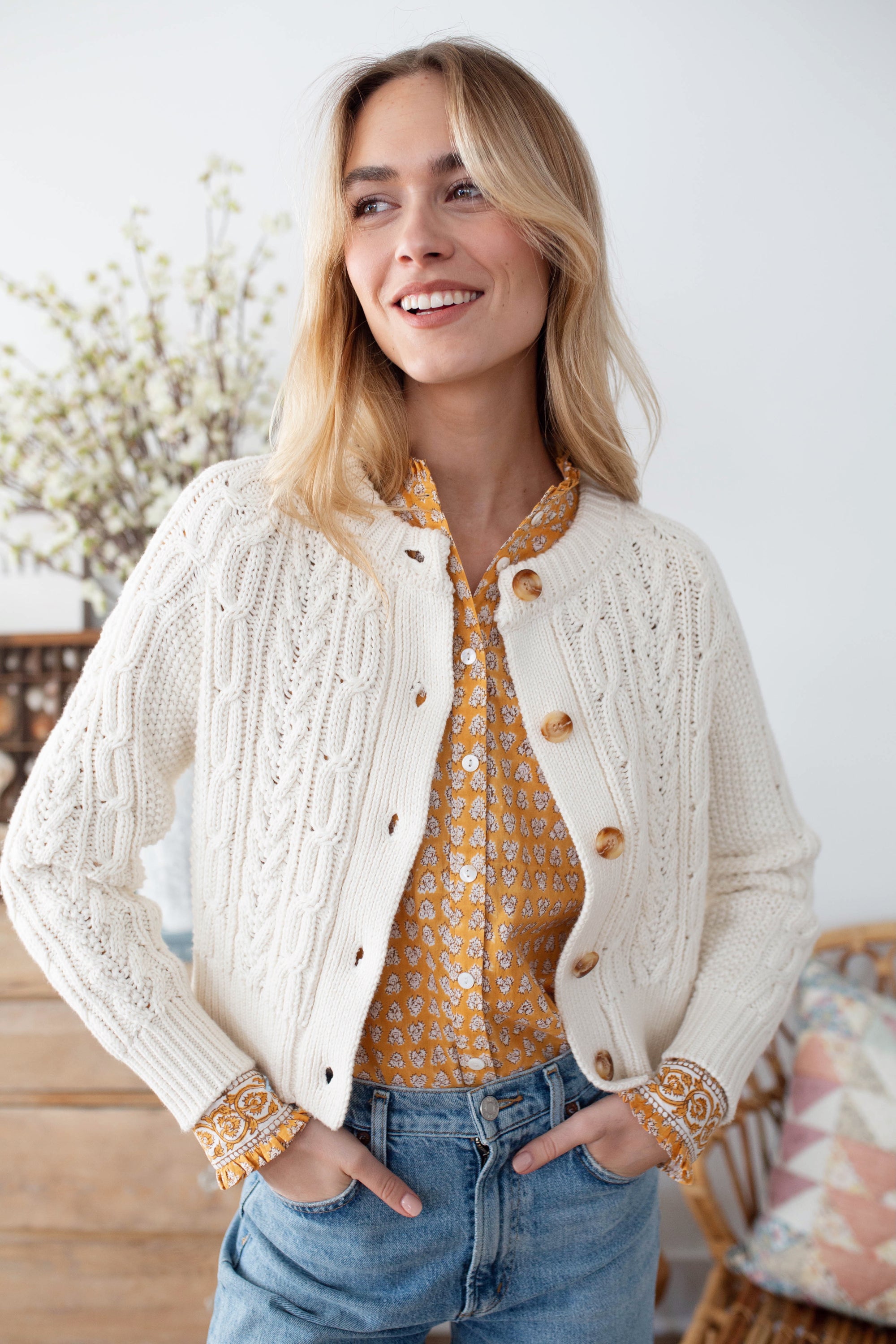 Cable Cardigan - Ivory