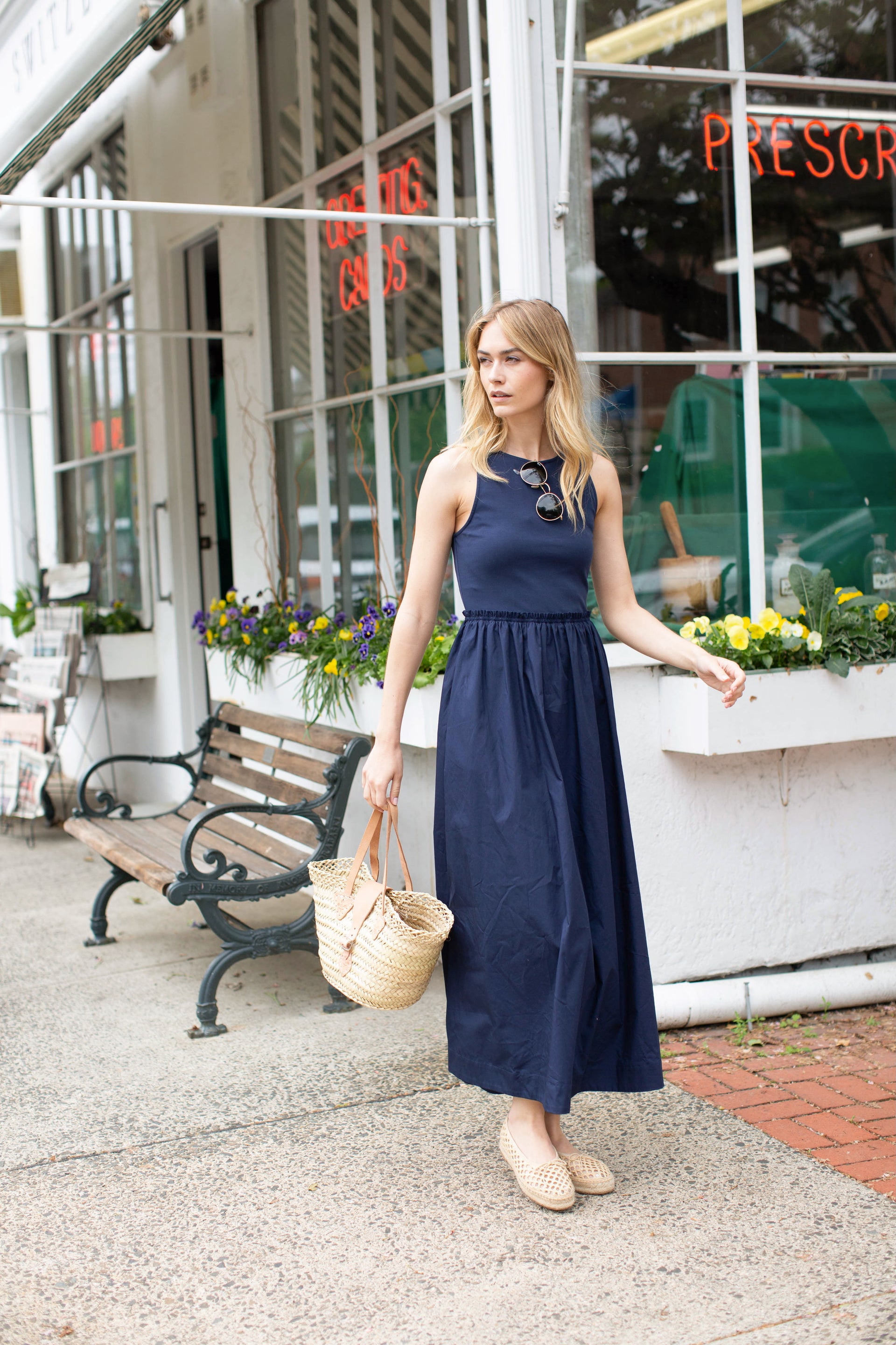 handcrafted navy midi dress Mixi Dress