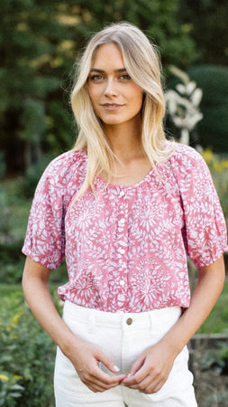 Everly Top - Faded Rose Lace Floral – Marea by Liz Joy