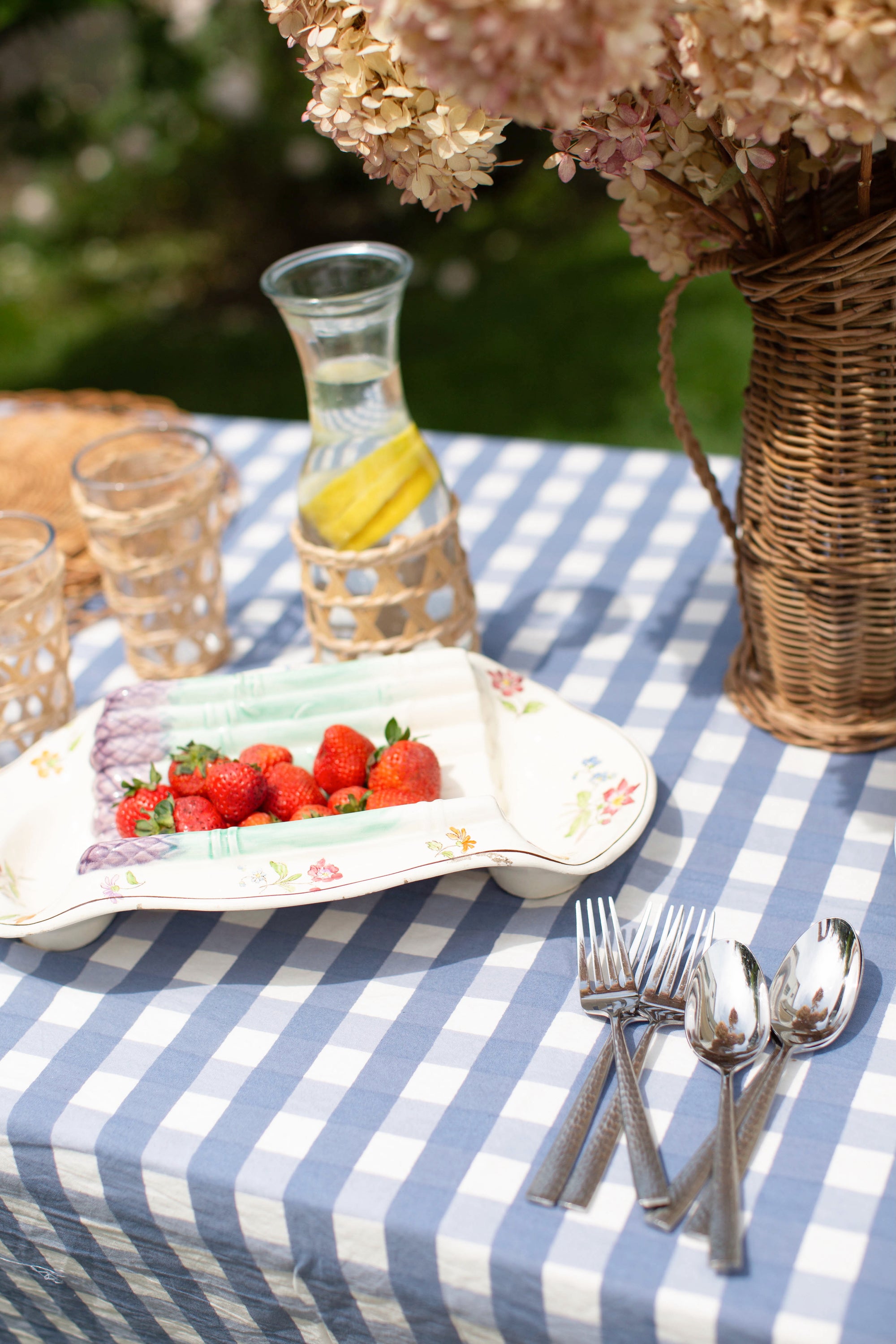 Ruffle Tablecloth - Blue Gingham