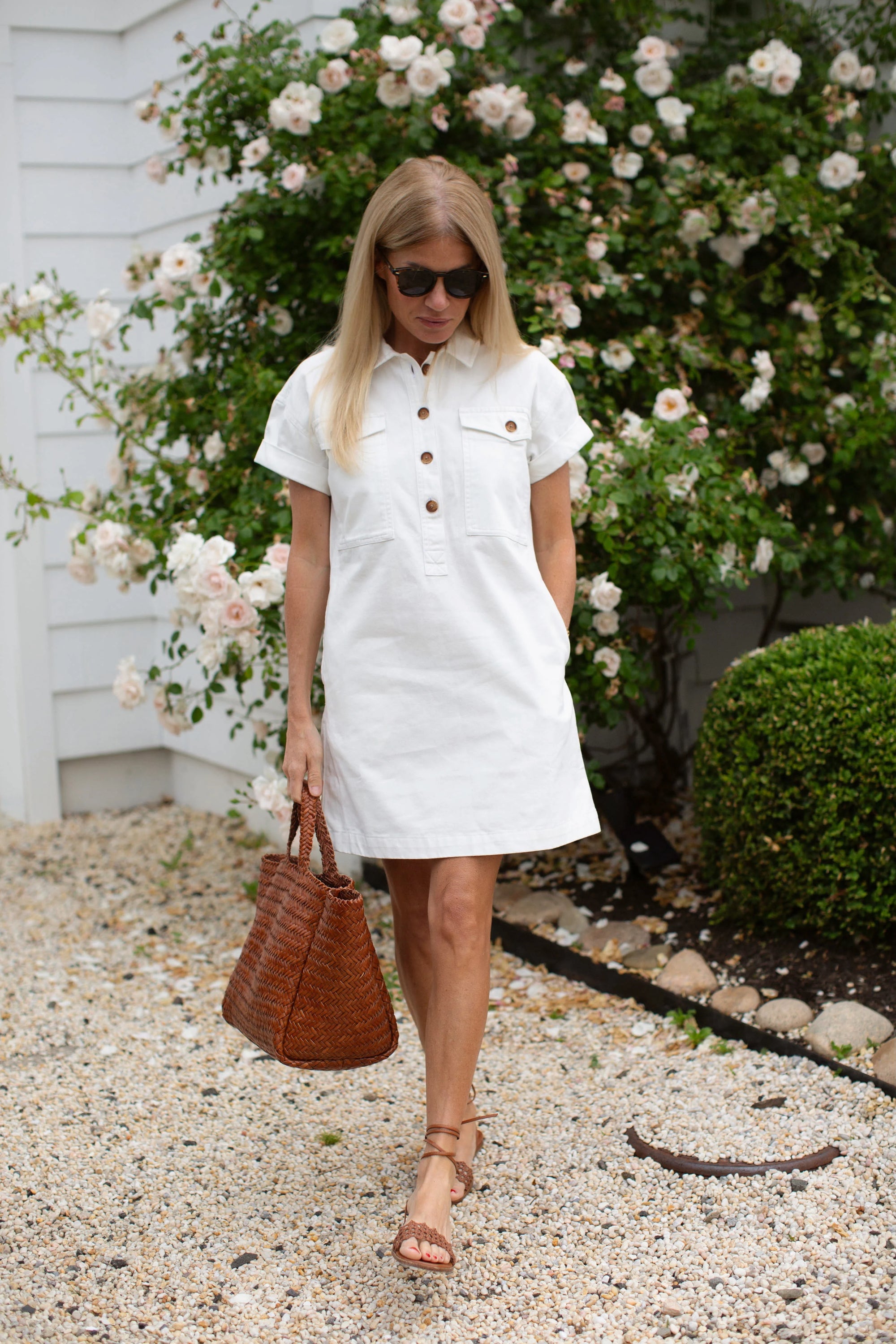 Denim Utility Dress - White Marea by Liz Joy Denim Utility Dress - White Marea by Liz Joy