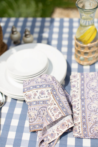 Set of 4 Napkins - Blue Petal and Vine